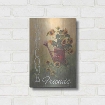 Luxe Metal Art 'A Sunflower Welcome' by Pam Britton, Metal Wall Art,12x16