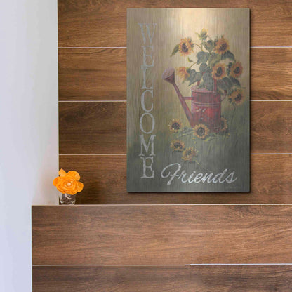 Luxe Metal Art 'A Sunflower Welcome' by Pam Britton, Metal Wall Art,12x16