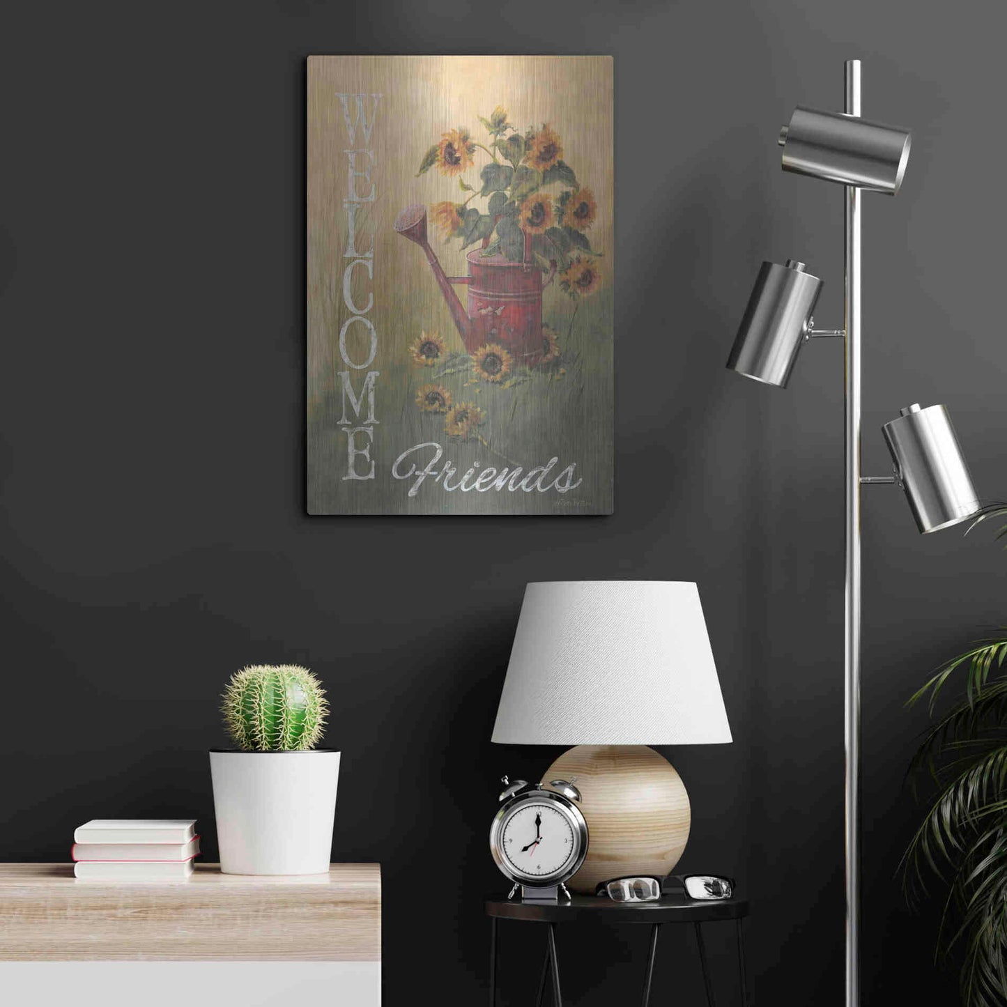 Luxe Metal Art 'A Sunflower Welcome' by Pam Britton, Metal Wall Art,16x24