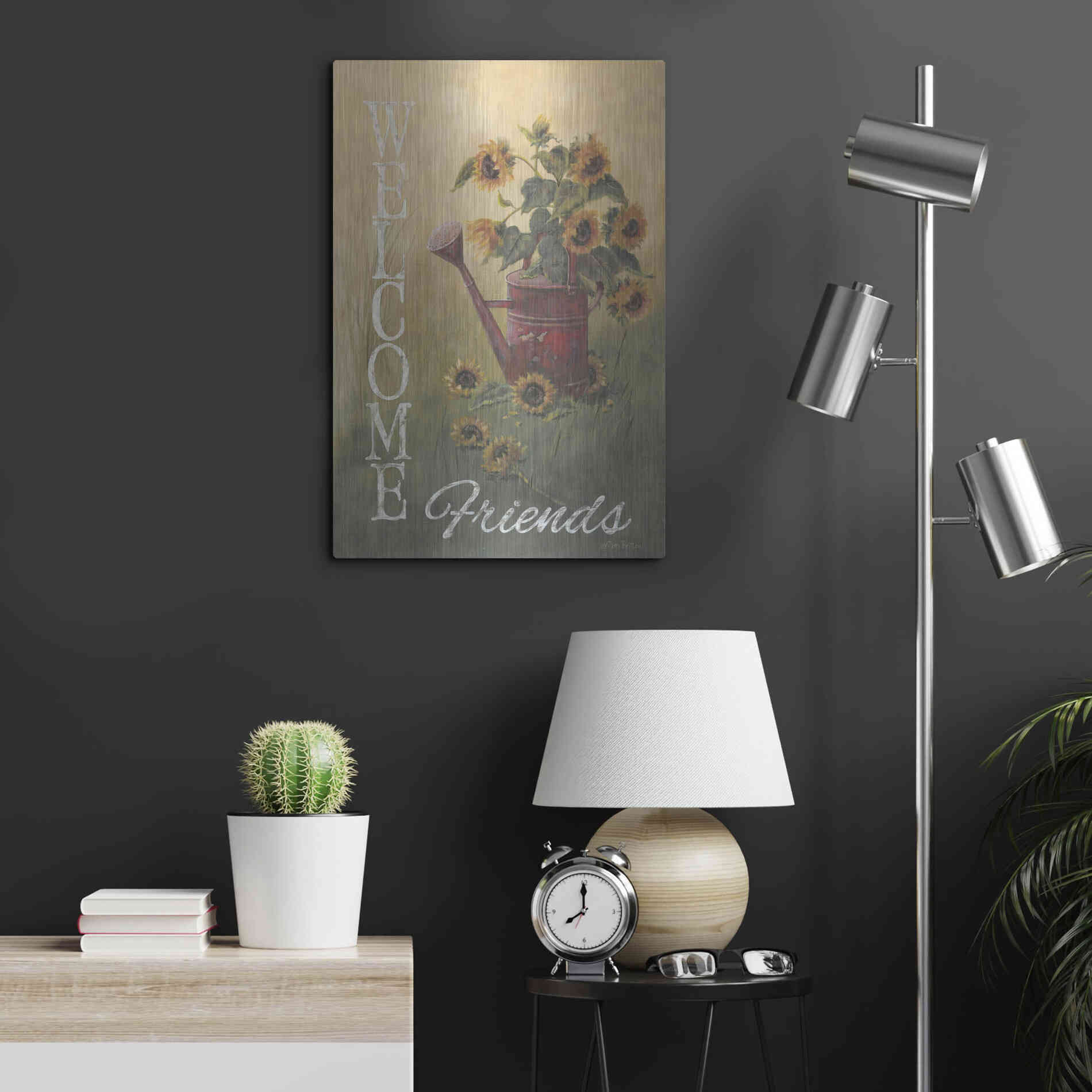 Luxe Metal Art 'A Sunflower Welcome' by Pam Britton, Metal Wall Art,16x24