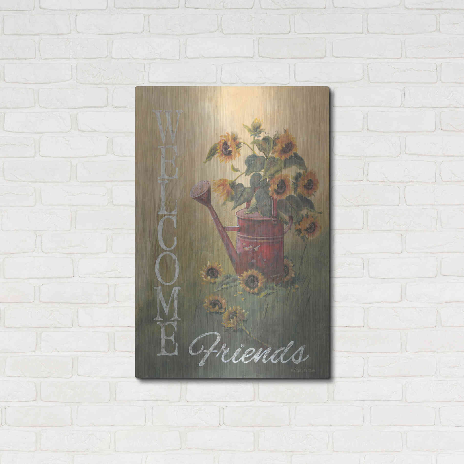 Luxe Metal Art 'A Sunflower Welcome' by Pam Britton, Metal Wall Art,24x36