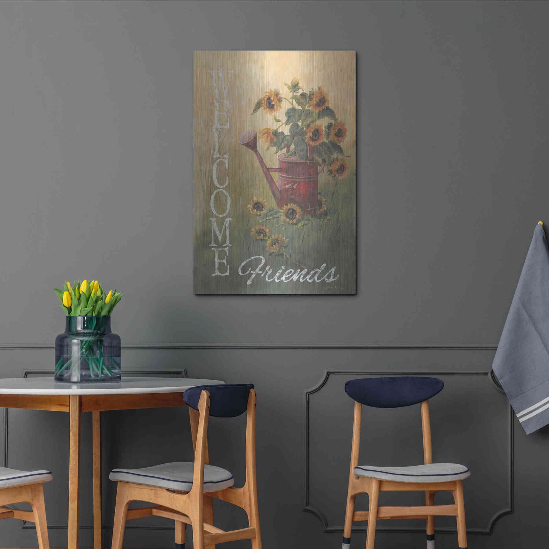 Luxe Metal Art 'A Sunflower Welcome' by Pam Britton, Metal Wall Art,24x36