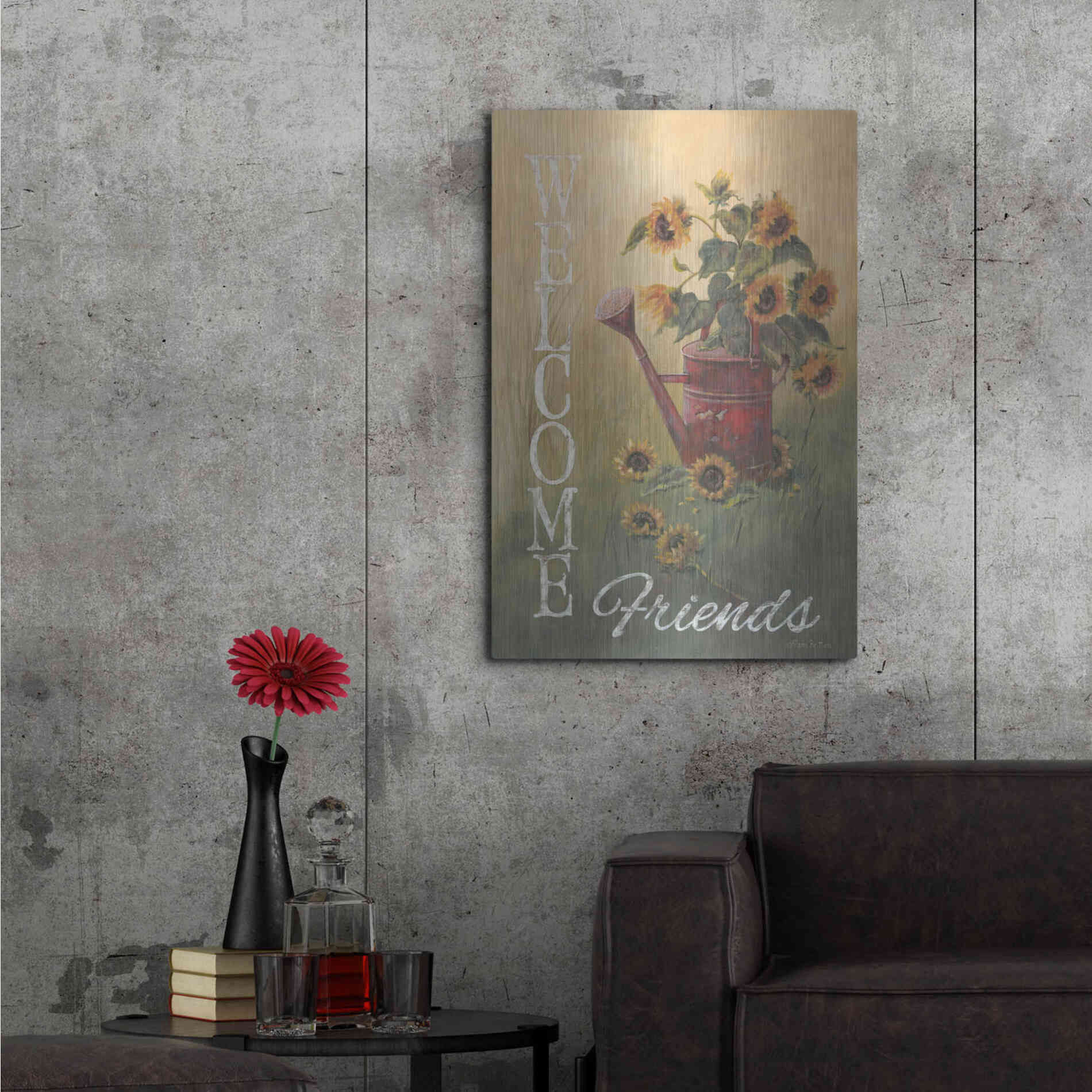 Luxe Metal Art 'A Sunflower Welcome' by Pam Britton, Metal Wall Art,24x36