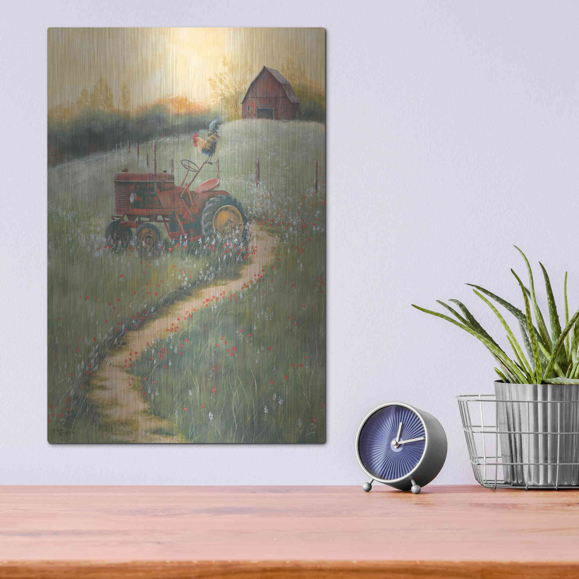 Luxe Metal Art 'The Old Tractor' by Pam Britton, Metal Wall Art,12x16