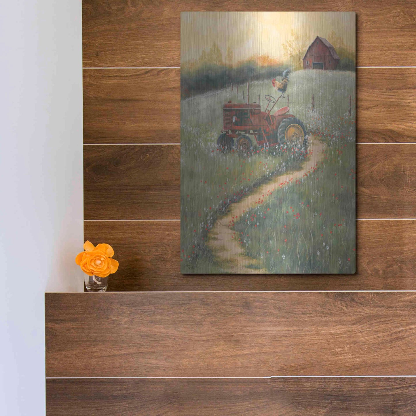 Luxe Metal Art 'The Old Tractor' by Pam Britton, Metal Wall Art,12x16