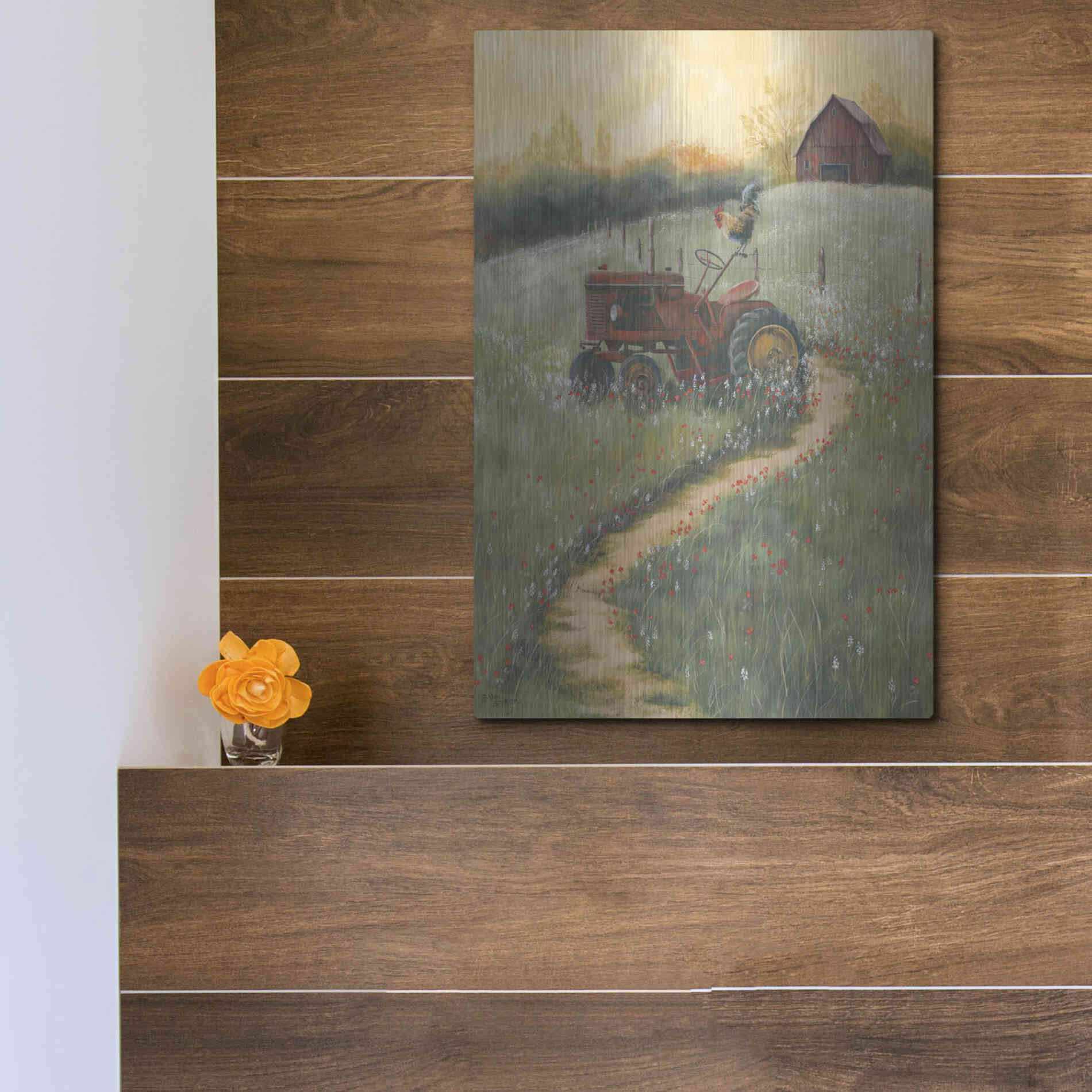 Luxe Metal Art 'The Old Tractor' by Pam Britton, Metal Wall Art,12x16