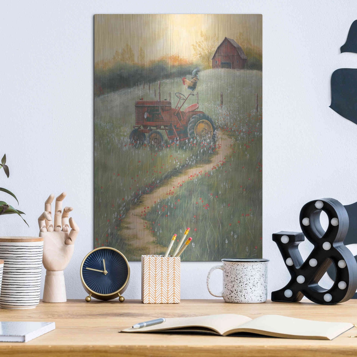 Luxe Metal Art 'The Old Tractor' by Pam Britton, Metal Wall Art,12x16