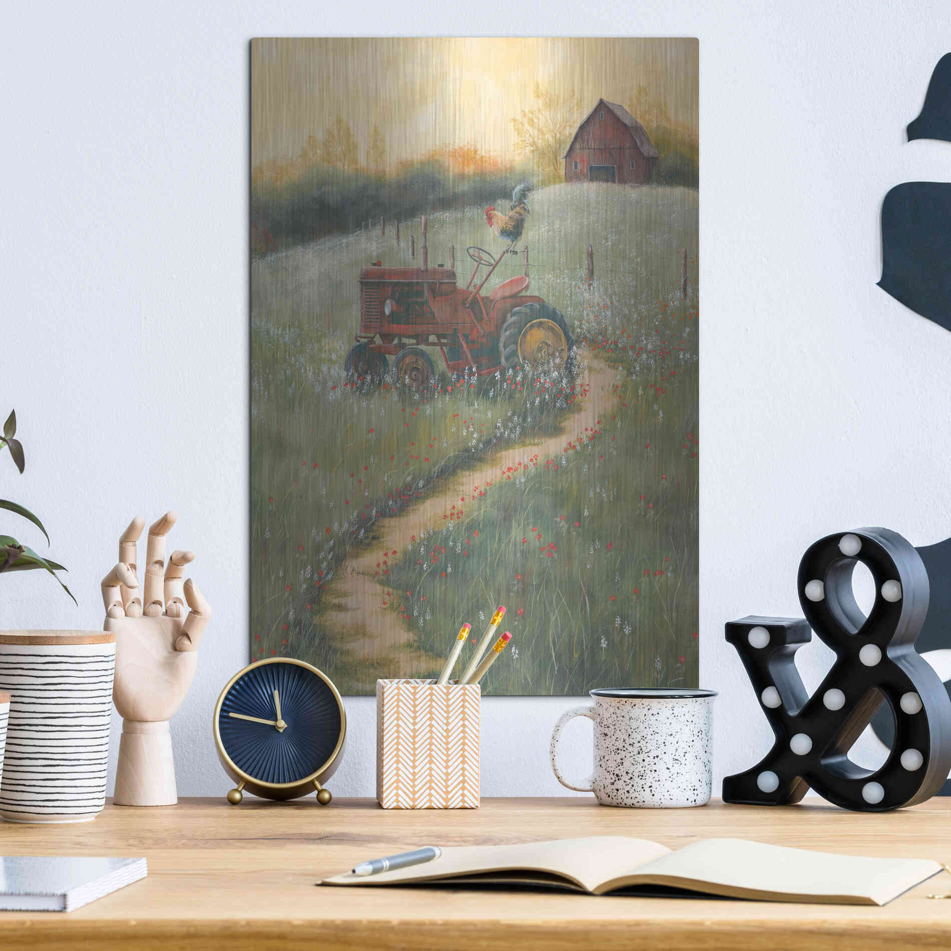 Luxe Metal Art 'The Old Tractor' by Pam Britton, Metal Wall Art,12x16