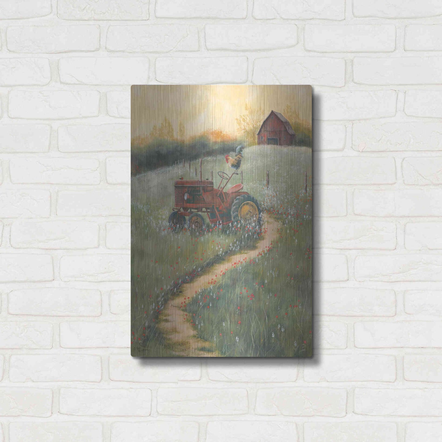 Luxe Metal Art 'The Old Tractor' by Pam Britton, Metal Wall Art,16x24