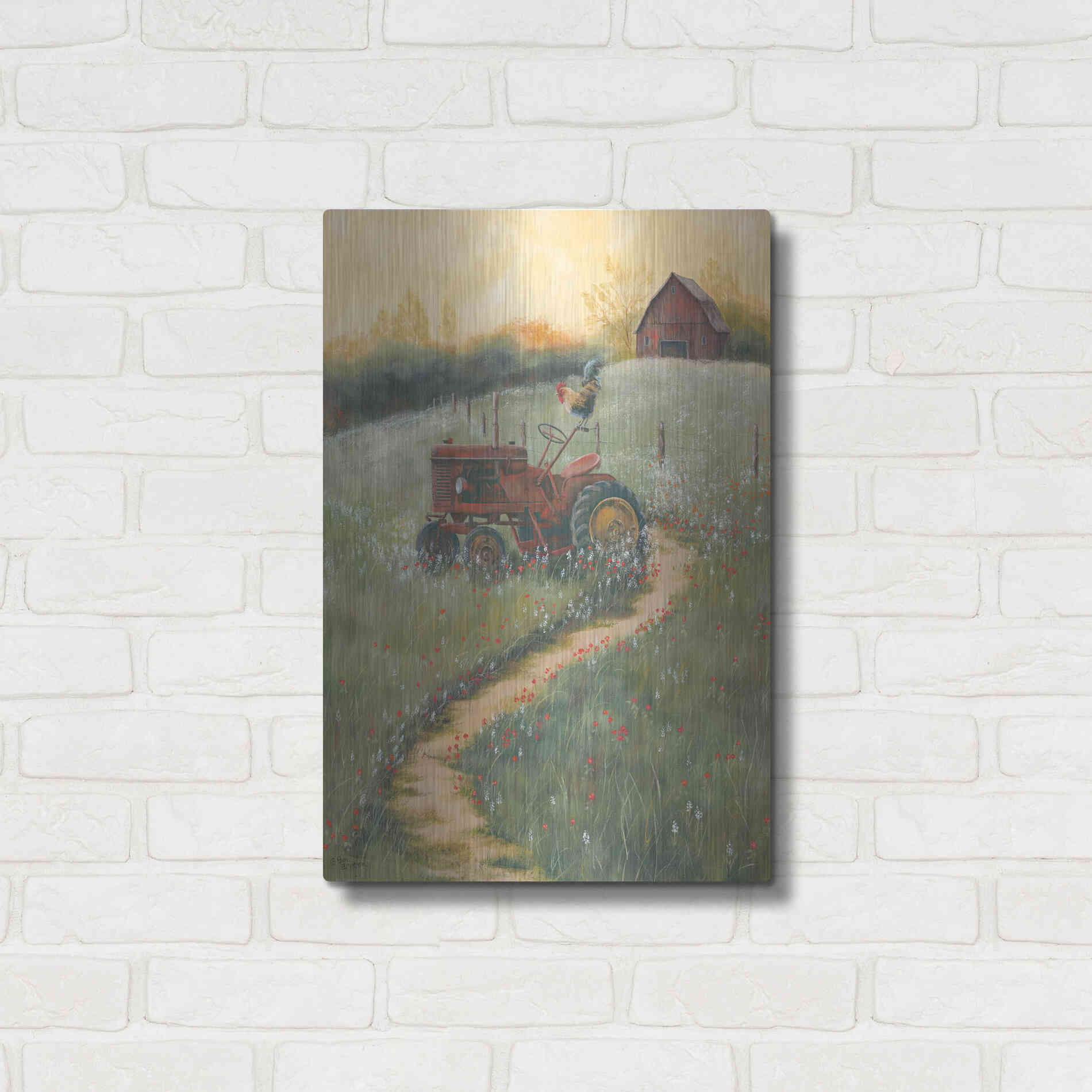 Luxe Metal Art 'The Old Tractor' by Pam Britton, Metal Wall Art,16x24