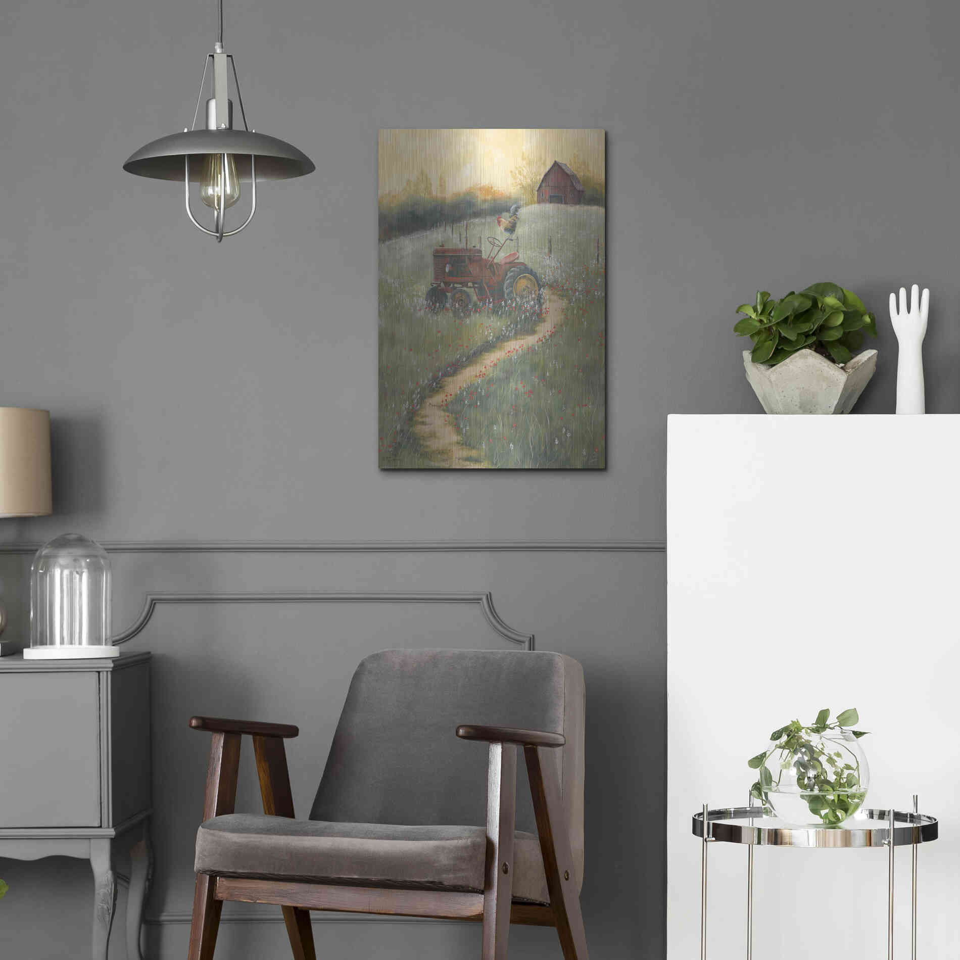 Luxe Metal Art 'The Old Tractor' by Pam Britton, Metal Wall Art,16x24