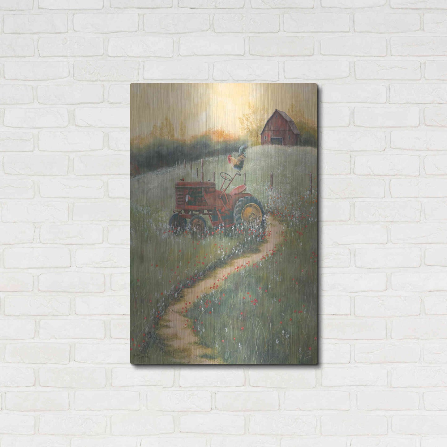 Luxe Metal Art 'The Old Tractor' by Pam Britton, Metal Wall Art,24x36