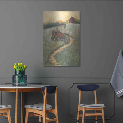 Luxe Metal Art 'The Old Tractor' by Pam Britton, Metal Wall Art,24x36