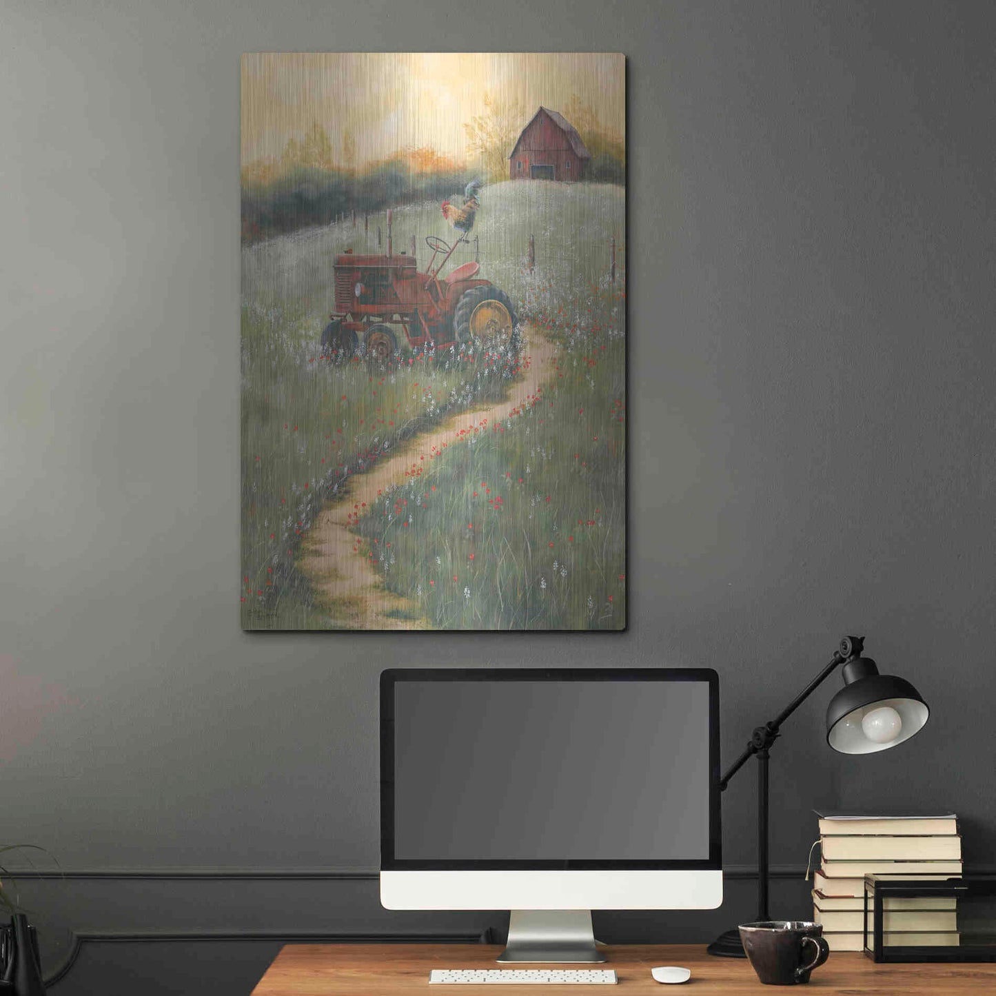 Luxe Metal Art 'The Old Tractor' by Pam Britton, Metal Wall Art,24x36