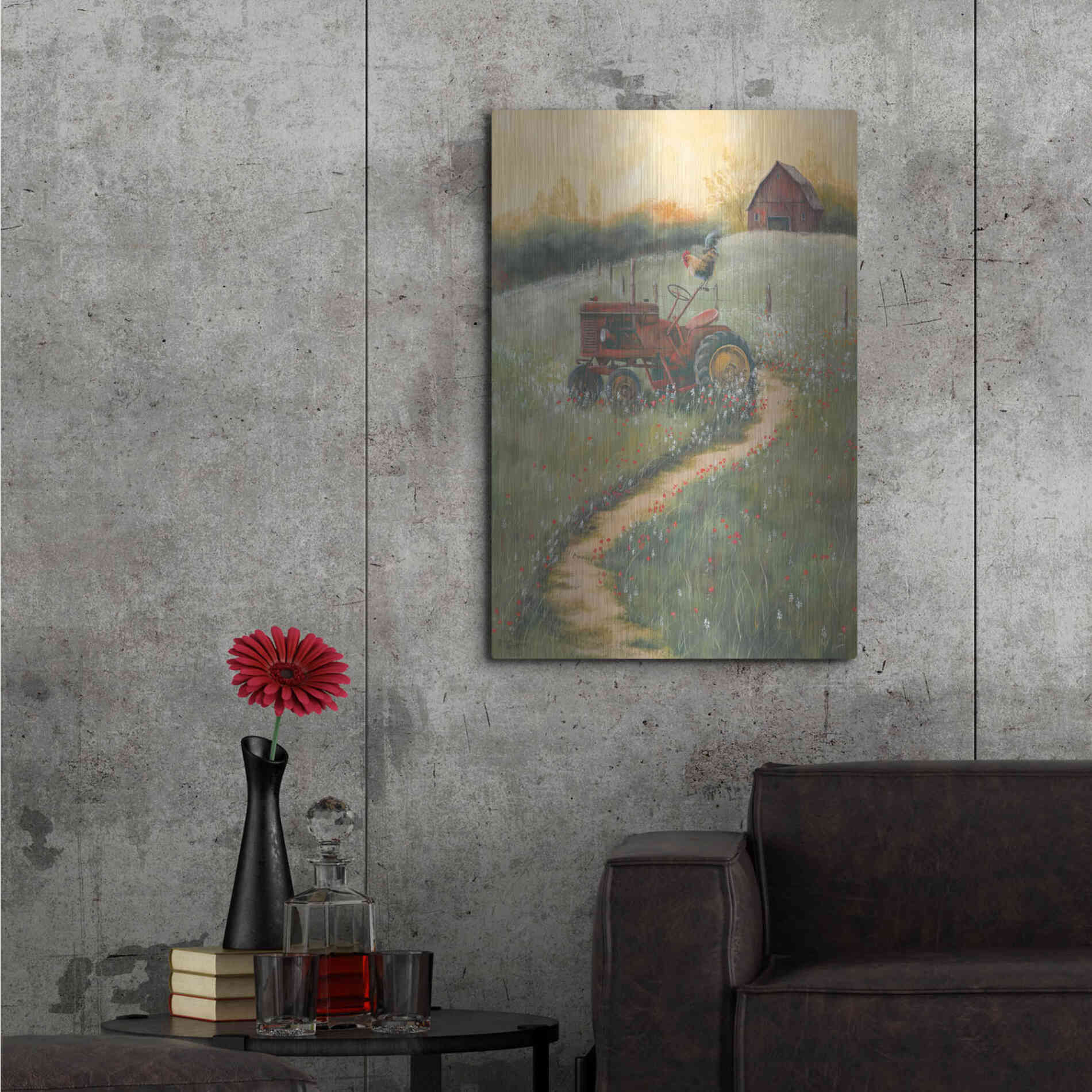 Luxe Metal Art 'The Old Tractor' by Pam Britton, Metal Wall Art,24x36