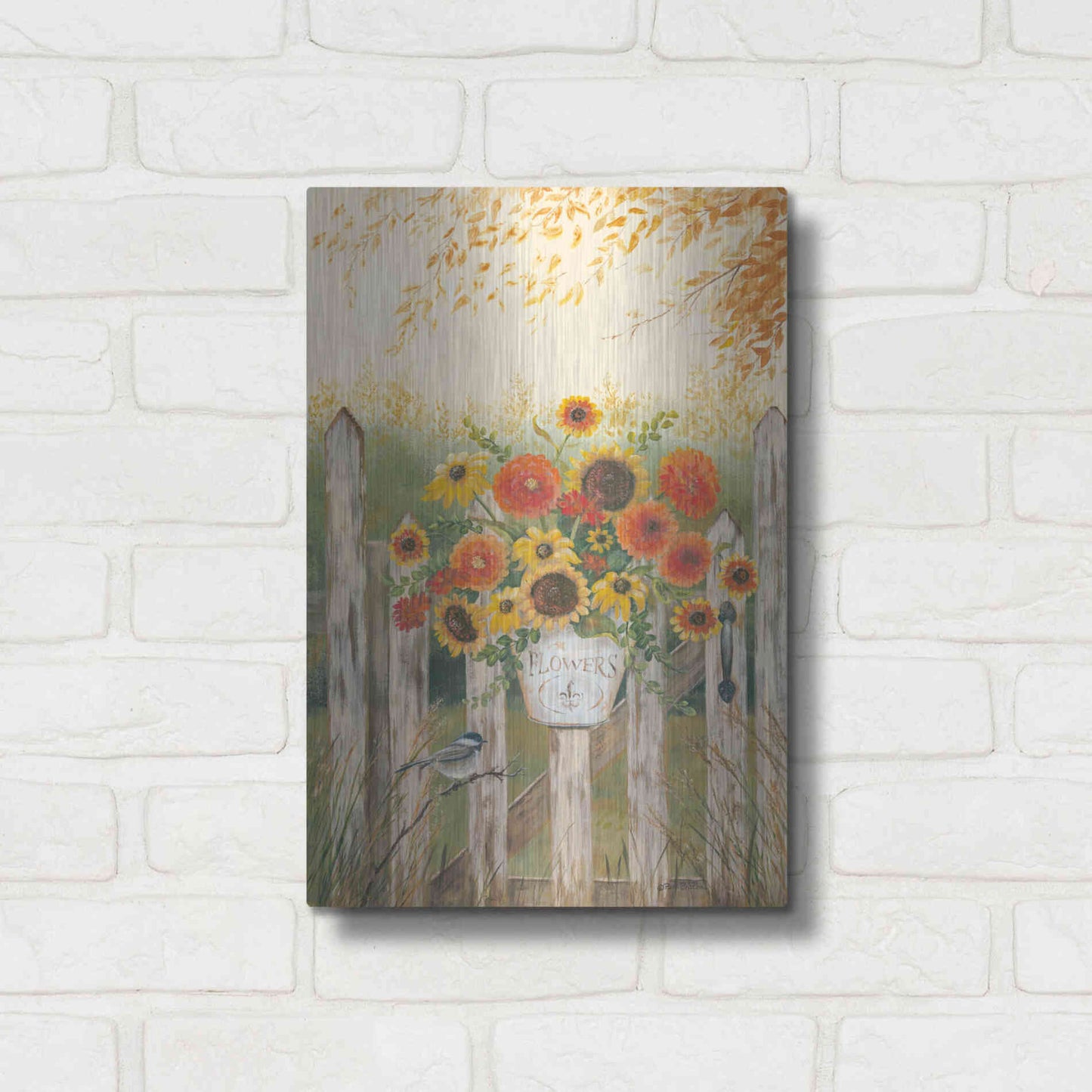 Luxe Metal Art 'Autumn Gate' by Pam Britton, Metal Wall Art,12x16