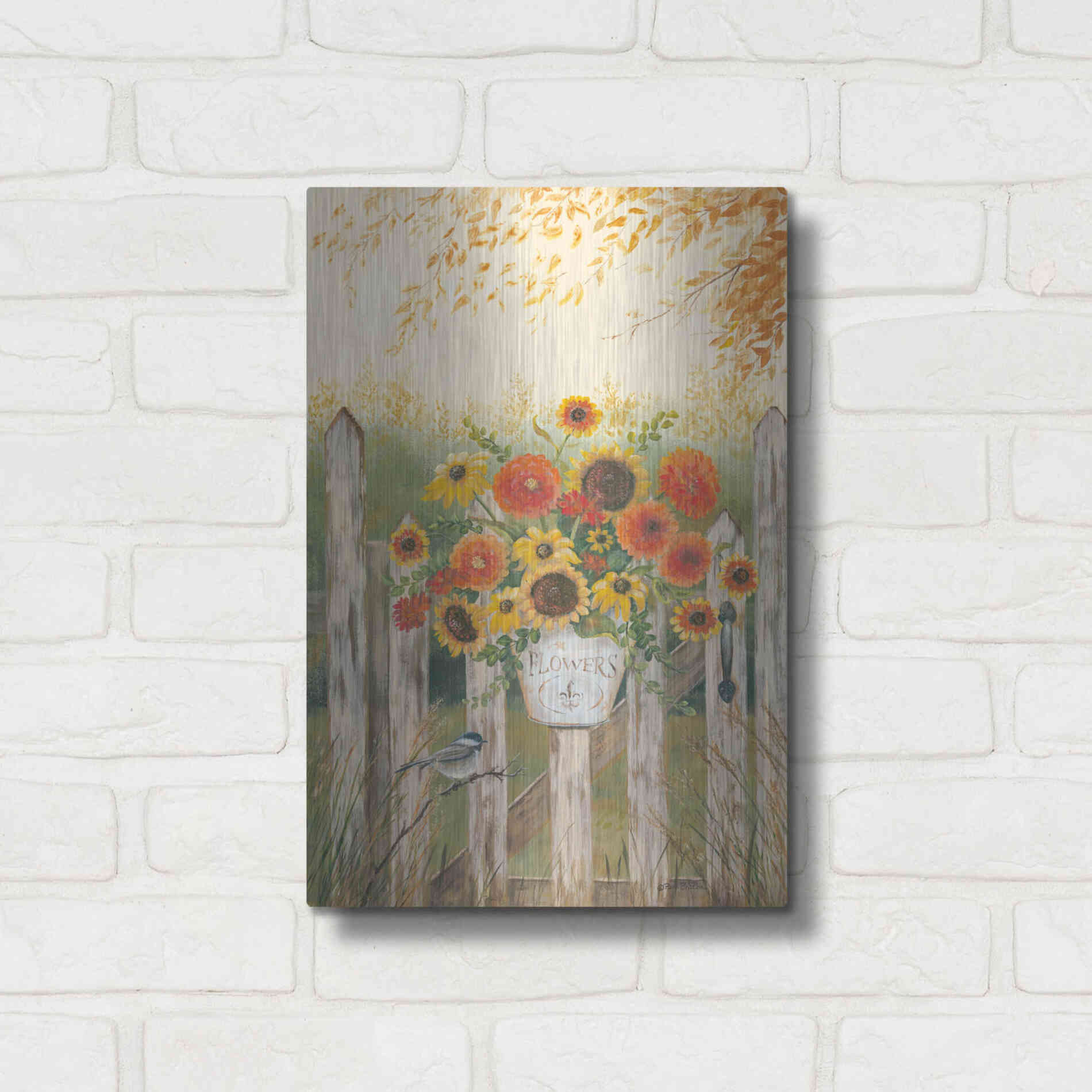 Luxe Metal Art 'Autumn Gate' by Pam Britton, Metal Wall Art,12x16