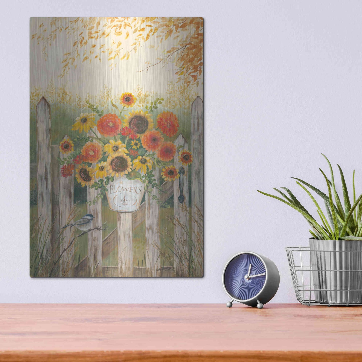 Luxe Metal Art 'Autumn Gate' by Pam Britton, Metal Wall Art,12x16