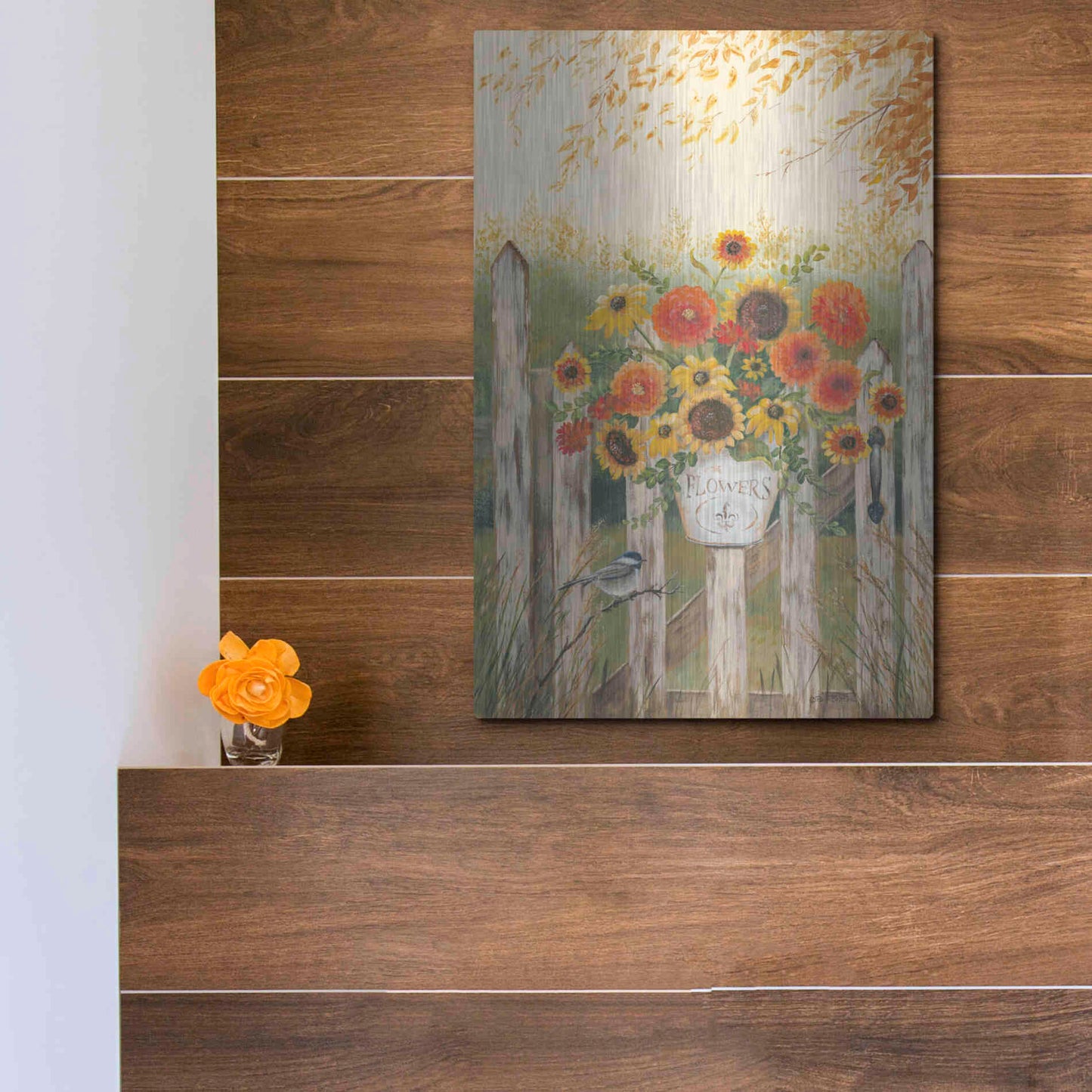 Luxe Metal Art 'Autumn Gate' by Pam Britton, Metal Wall Art,12x16