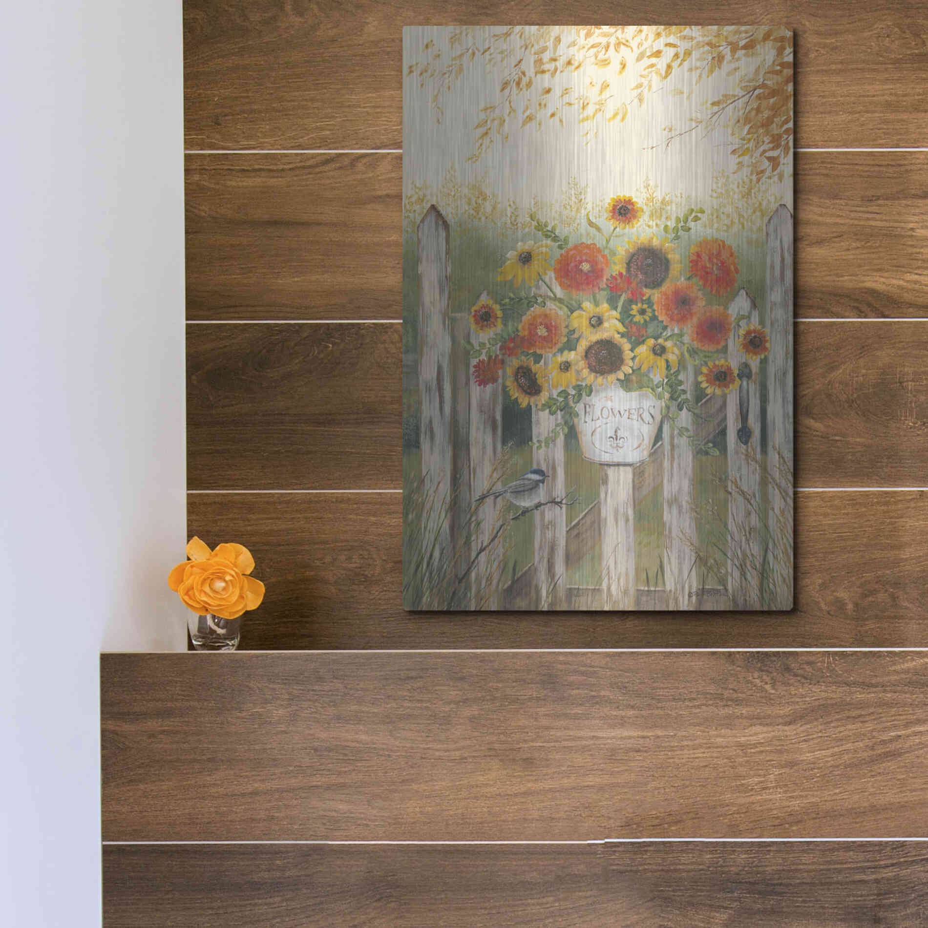 Luxe Metal Art 'Autumn Gate' by Pam Britton, Metal Wall Art,12x16