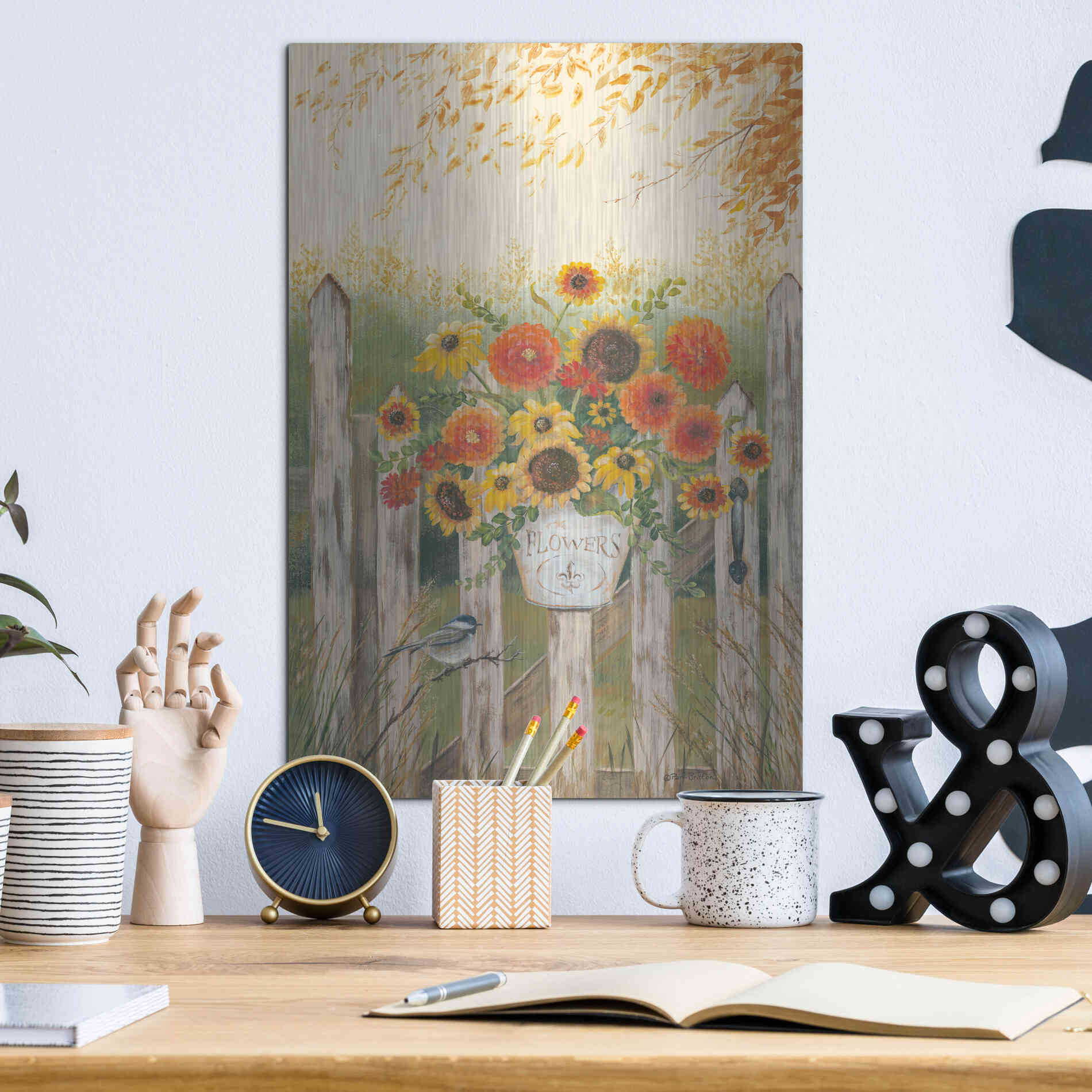 Luxe Metal Art 'Autumn Gate' by Pam Britton, Metal Wall Art,12x16