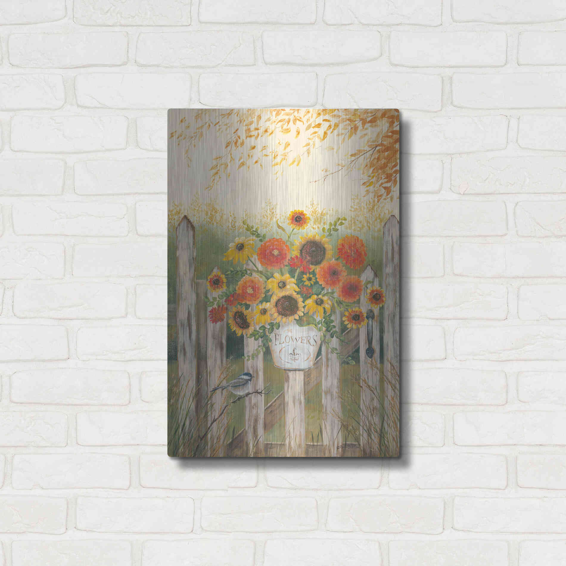 Luxe Metal Art 'Autumn Gate' by Pam Britton, Metal Wall Art,16x24