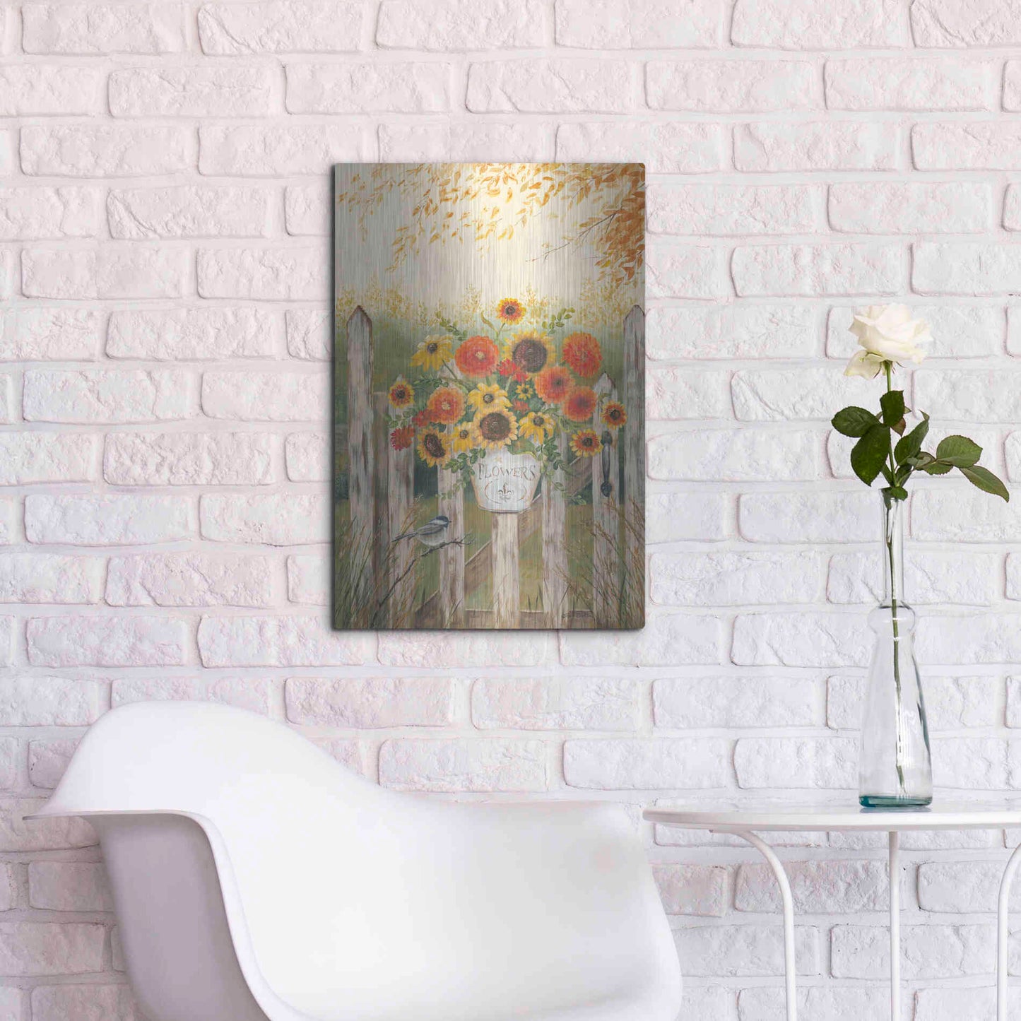 Luxe Metal Art 'Autumn Gate' by Pam Britton, Metal Wall Art,16x24