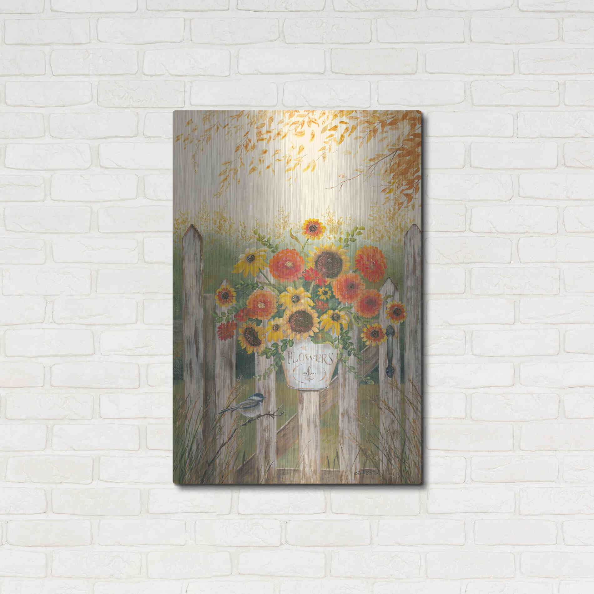 Luxe Metal Art 'Autumn Gate' by Pam Britton, Metal Wall Art,24x36