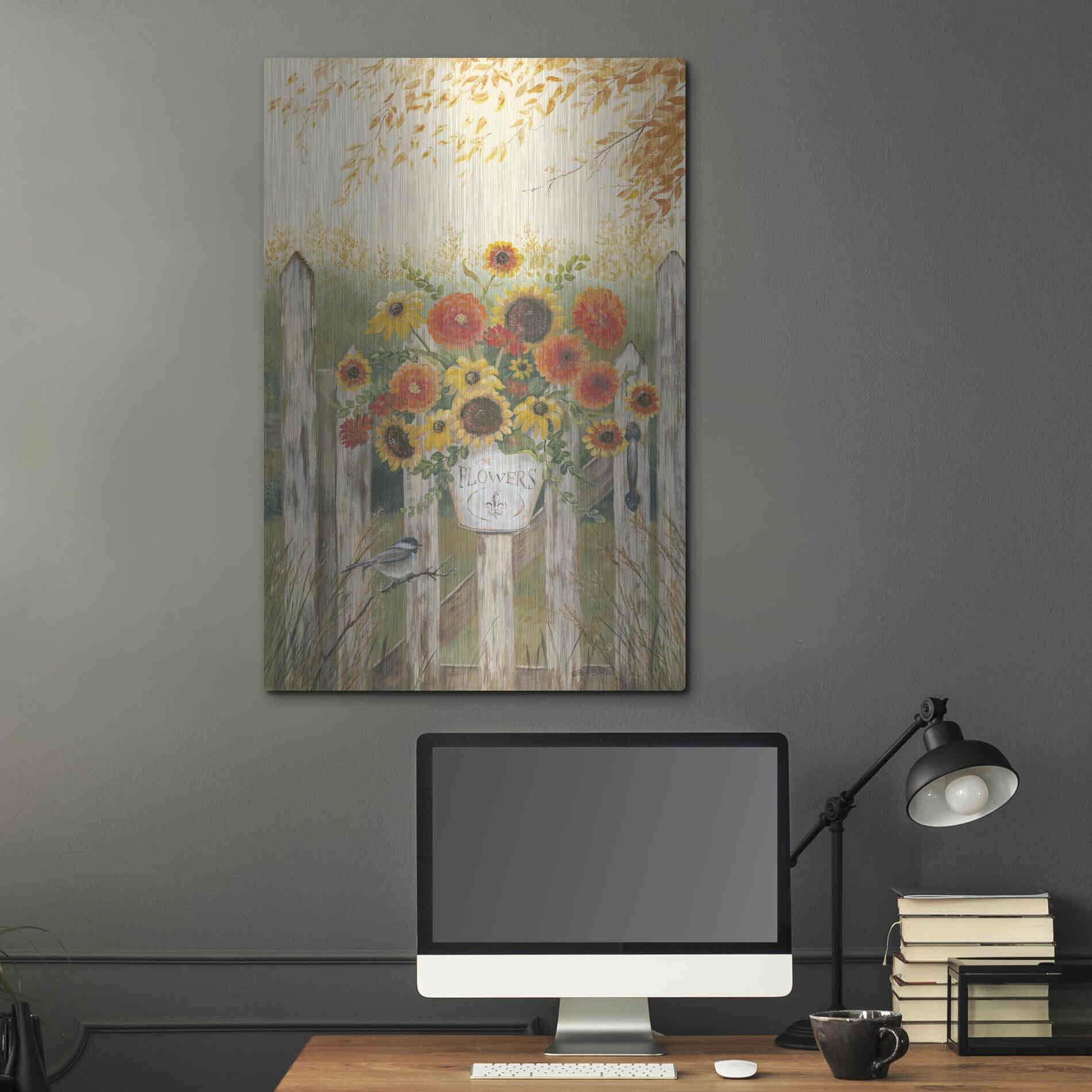 Luxe Metal Art 'Autumn Gate' by Pam Britton, Metal Wall Art,24x36