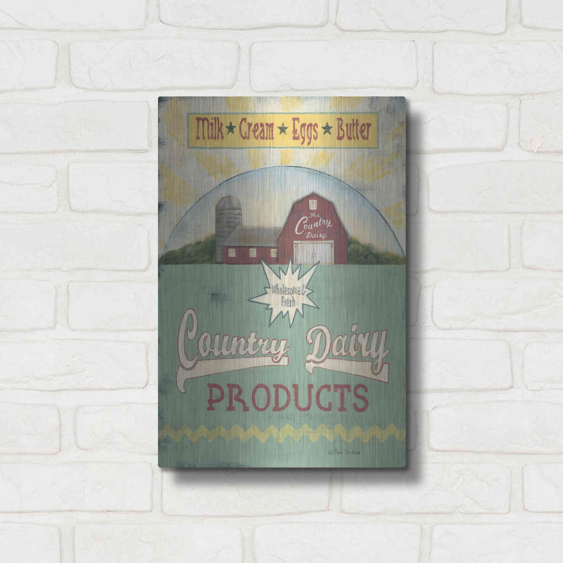 Luxe Metal Art 'Country Dairy' by Pam Britton, Metal Wall Art,12x16