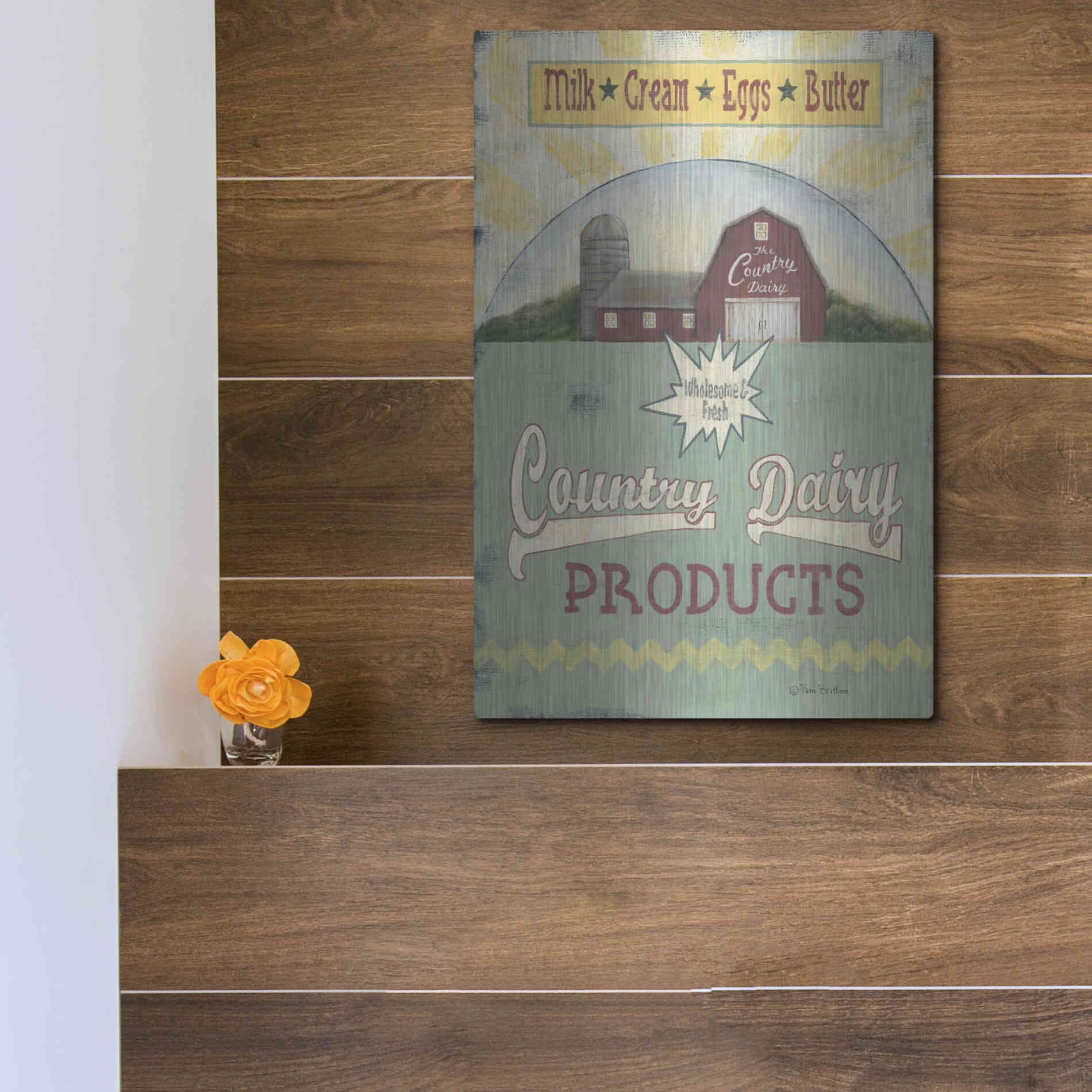 Luxe Metal Art 'Country Dairy' by Pam Britton, Metal Wall Art,12x16