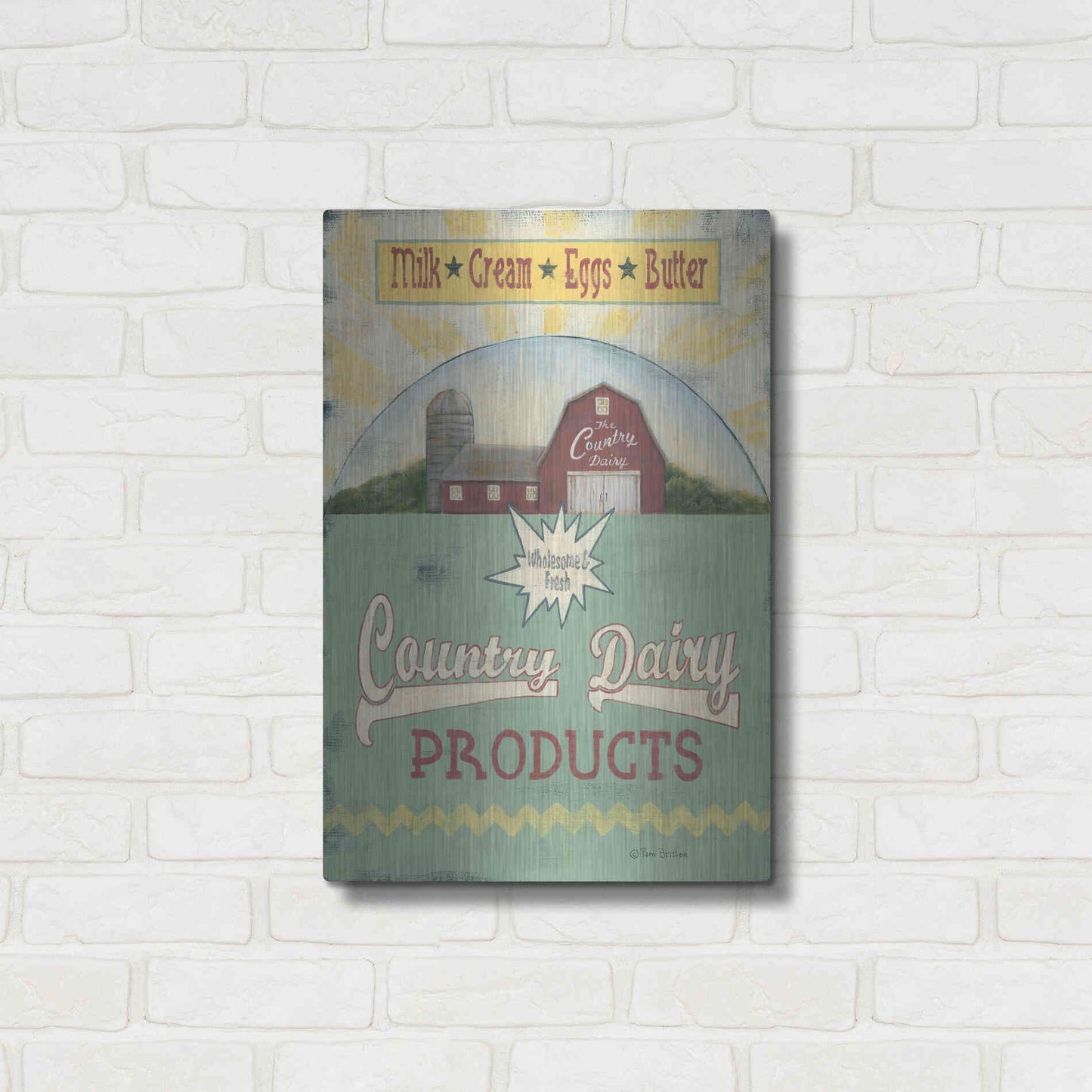 Luxe Metal Art 'Country Dairy' by Pam Britton, Metal Wall Art,16x24