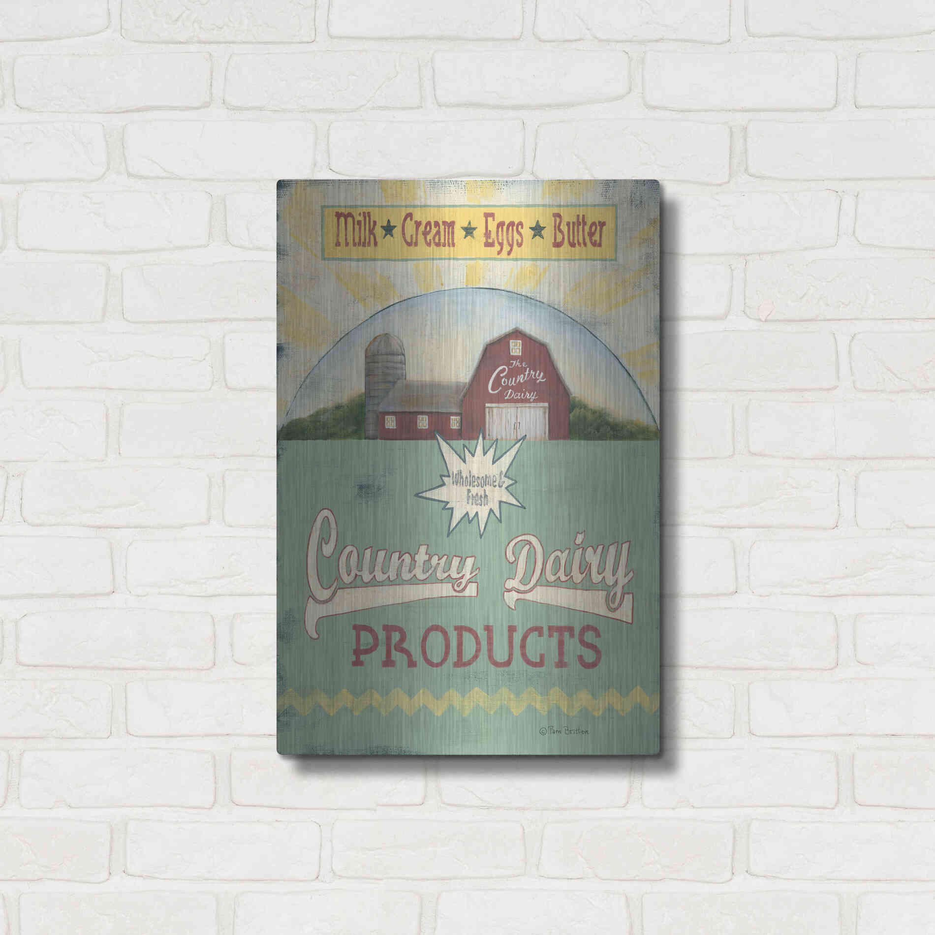 Luxe Metal Art 'Country Dairy' by Pam Britton, Metal Wall Art,16x24