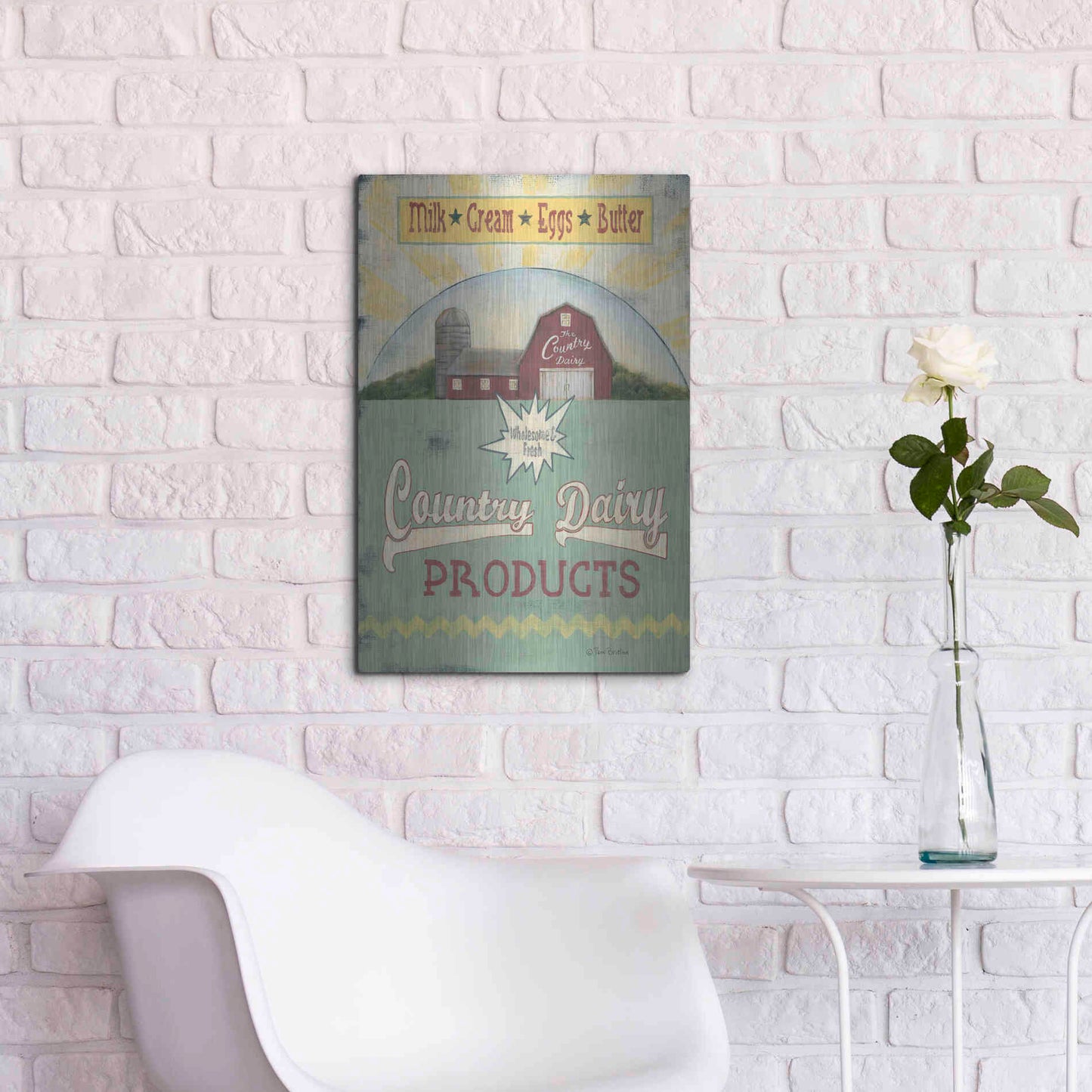 Luxe Metal Art 'Country Dairy' by Pam Britton, Metal Wall Art,16x24