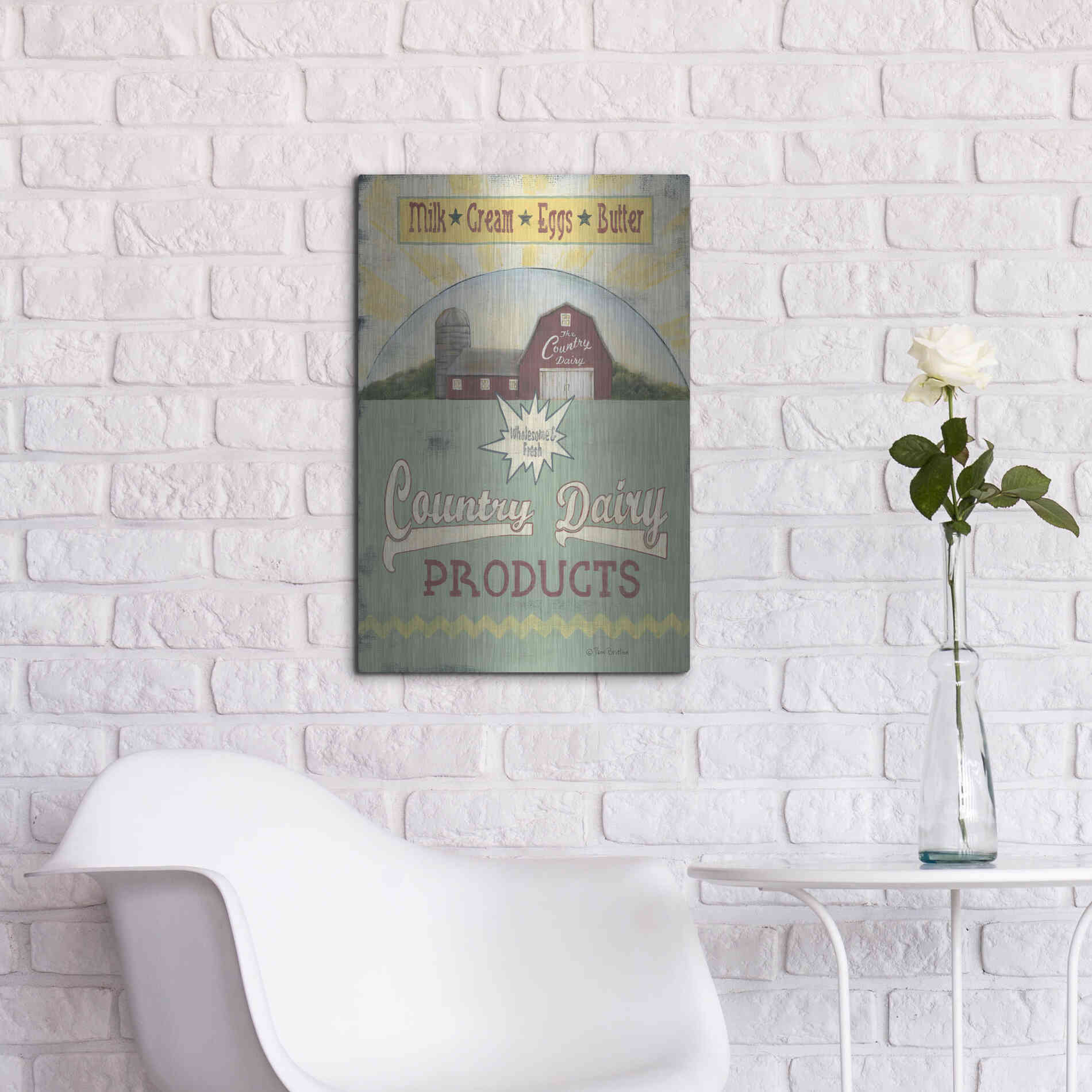 Luxe Metal Art 'Country Dairy' by Pam Britton, Metal Wall Art,16x24