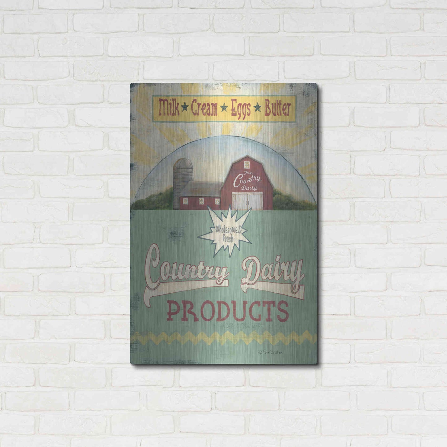 Luxe Metal Art 'Country Dairy' by Pam Britton, Metal Wall Art,24x36