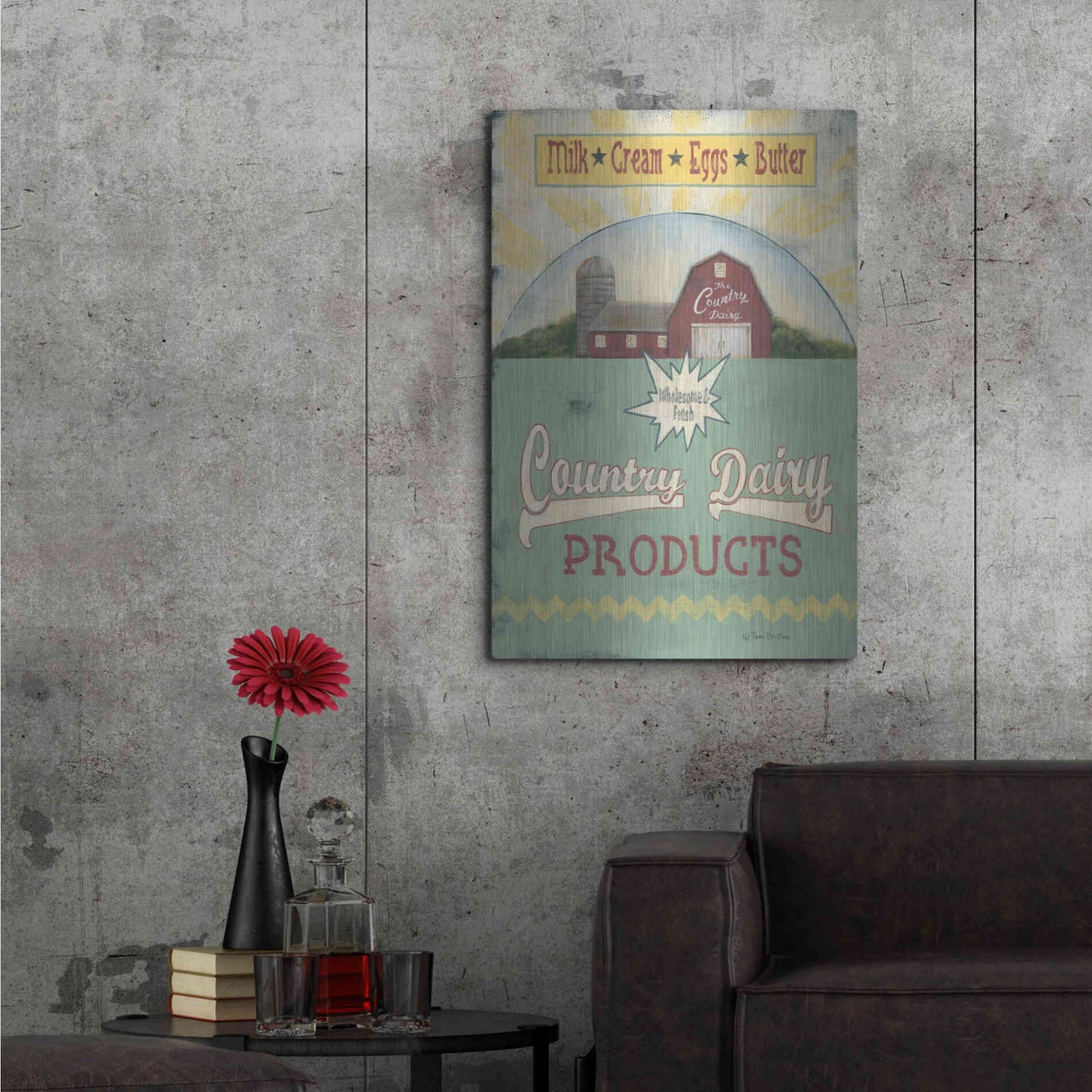 Luxe Metal Art 'Country Dairy' by Pam Britton, Metal Wall Art,24x36