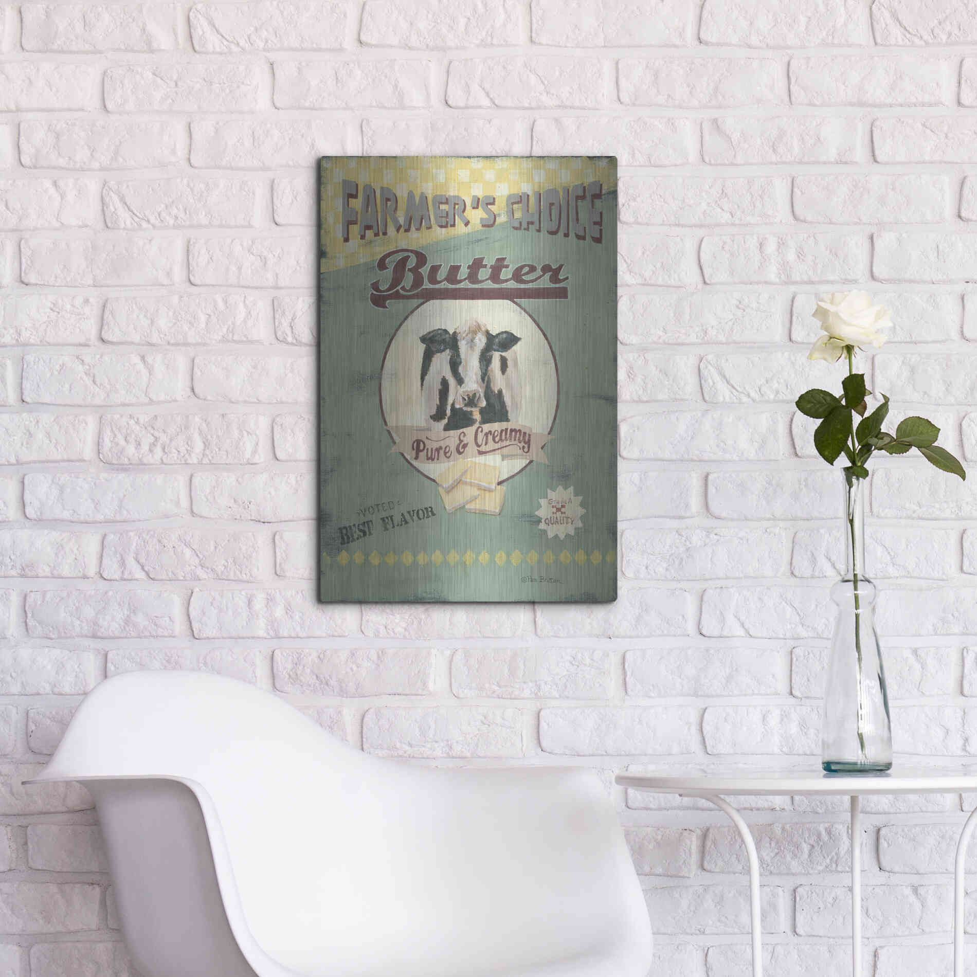 Luxe Metal Art 'Farmer's Choice Butter' by Pam Britton, Metal Wall Art,16x24