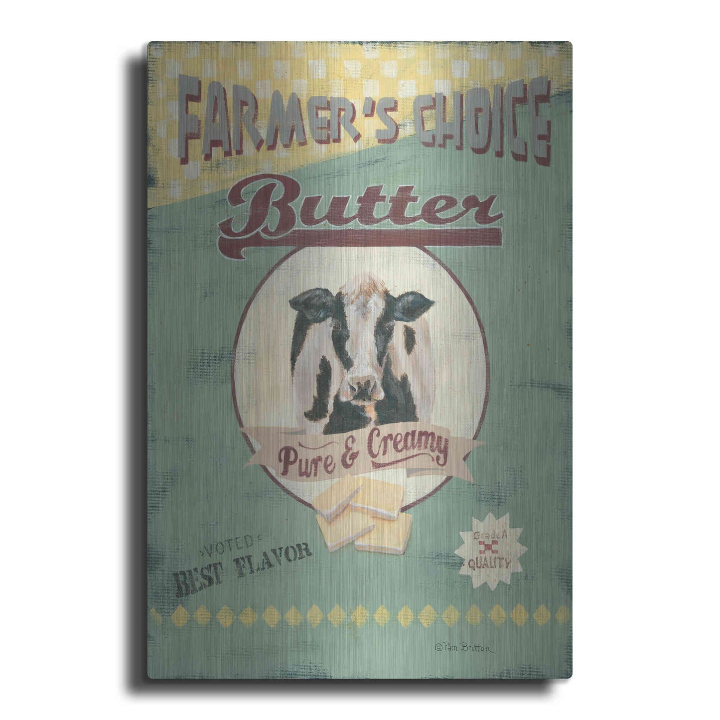 Luxe Metal Art 'Farmer's Choice Butter' by Pam Britton, Metal Wall Art