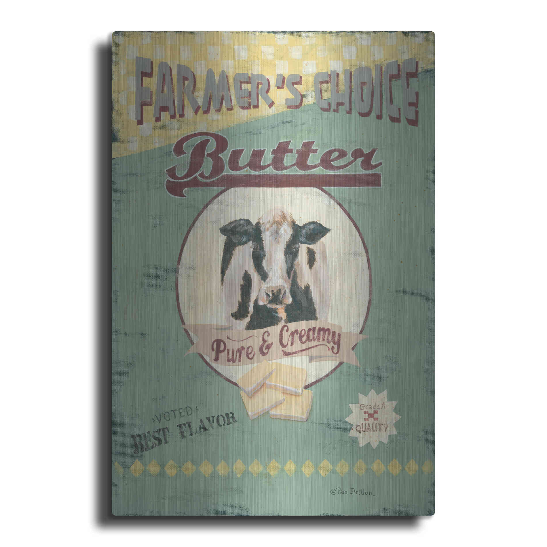 Luxe Metal Art 'Farmer's Choice Butter' by Pam Britton, Metal Wall Art