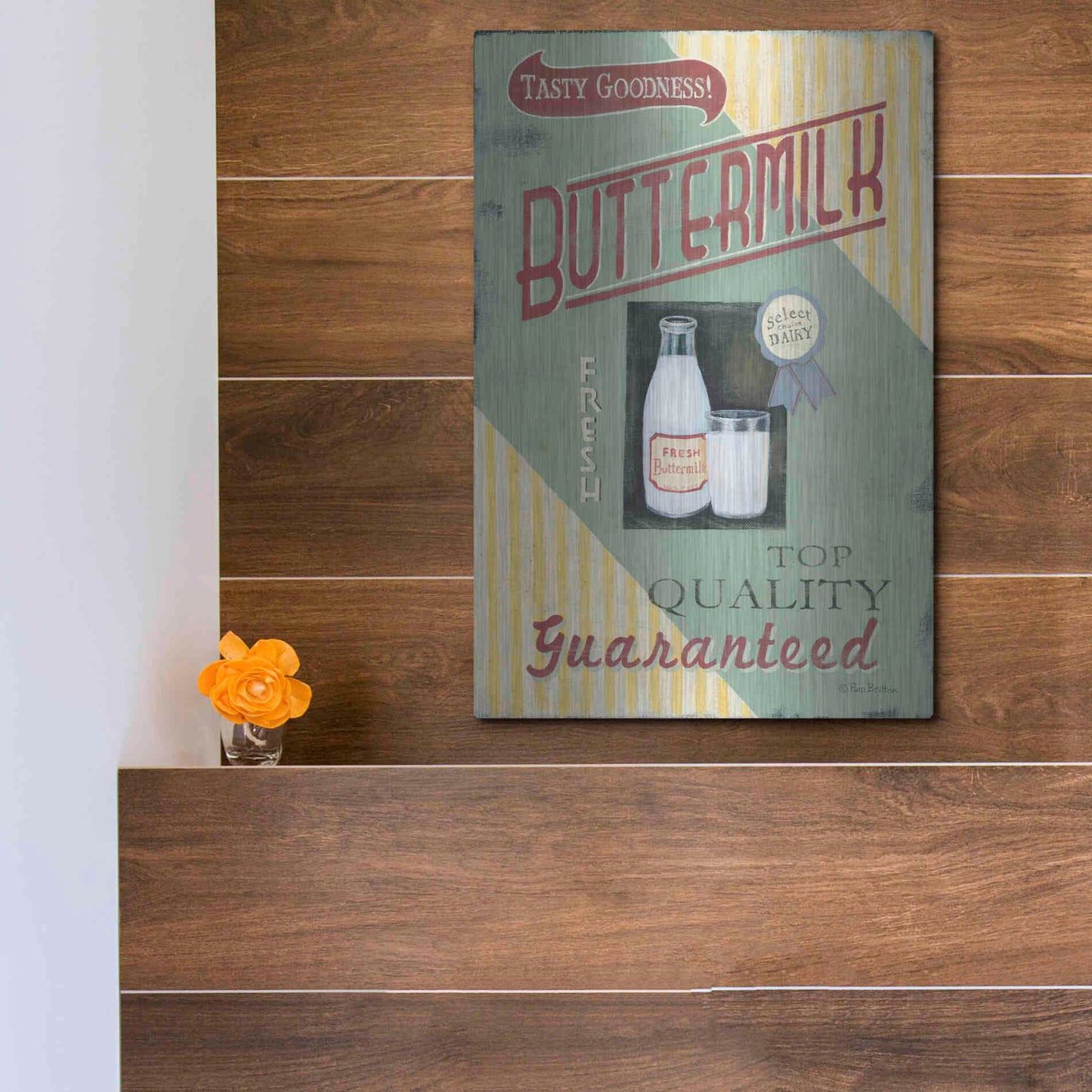 Luxe Metal Art 'Buttermilk' by Pam Britton, Metal Wall Art,12x16