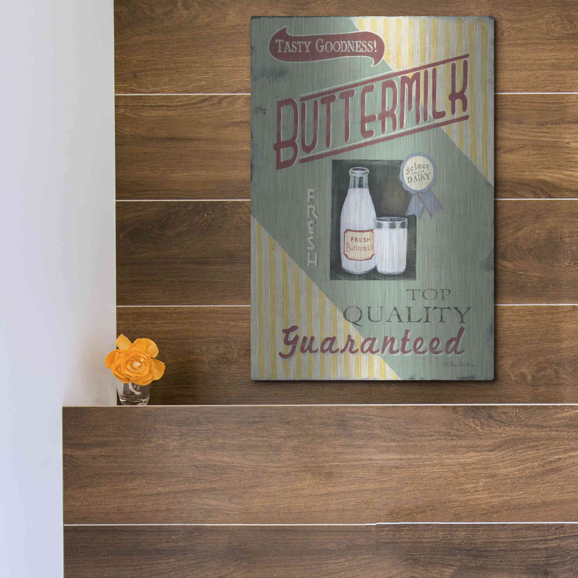 Luxe Metal Art 'Buttermilk' by Pam Britton, Metal Wall Art,12x16