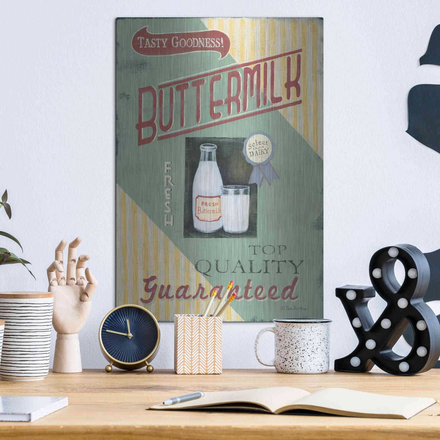 Luxe Metal Art 'Buttermilk' by Pam Britton, Metal Wall Art,12x16