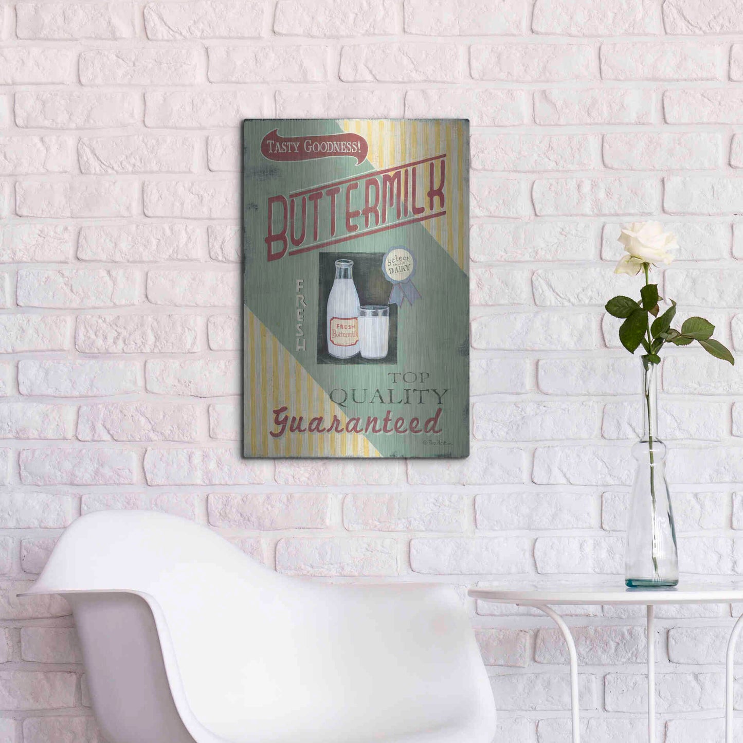 Luxe Metal Art 'Buttermilk' by Pam Britton, Metal Wall Art,16x24