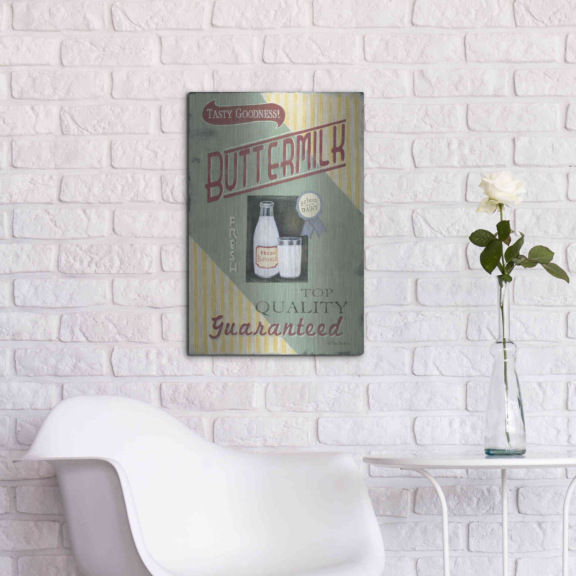 Luxe Metal Art 'Buttermilk' by Pam Britton, Metal Wall Art,16x24