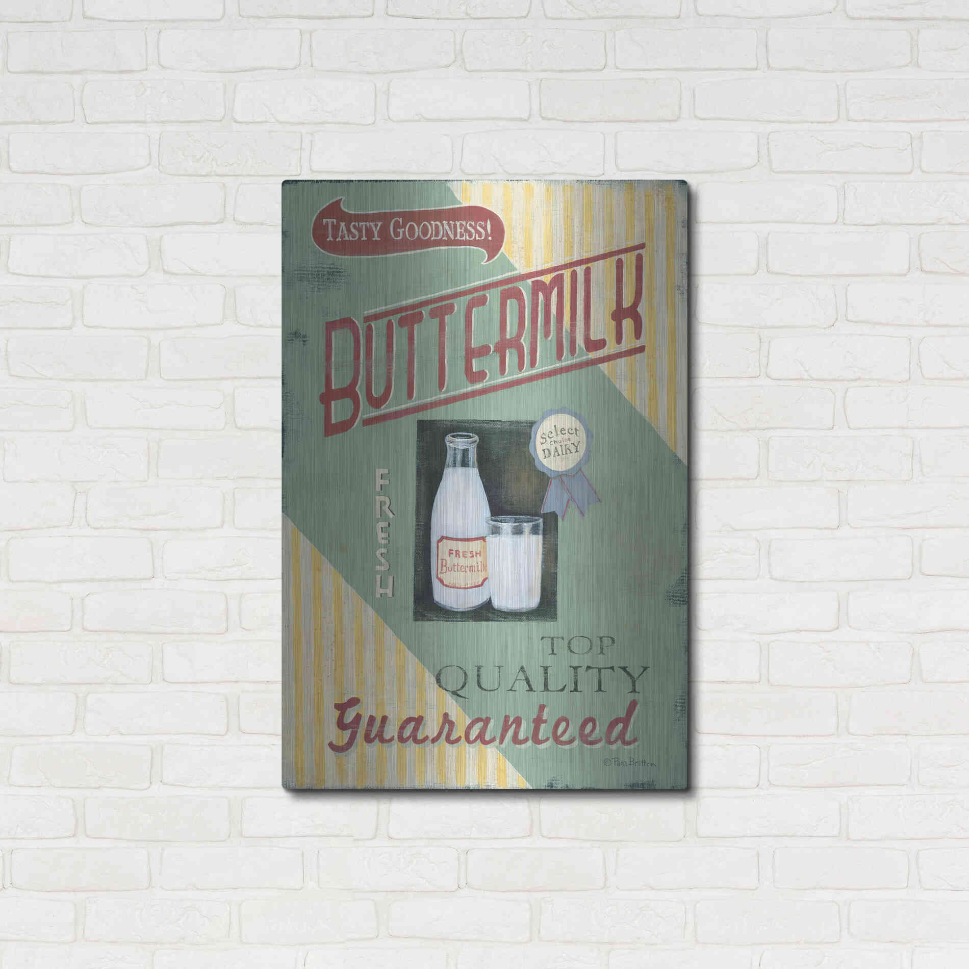 Luxe Metal Art 'Buttermilk' by Pam Britton, Metal Wall Art,24x36