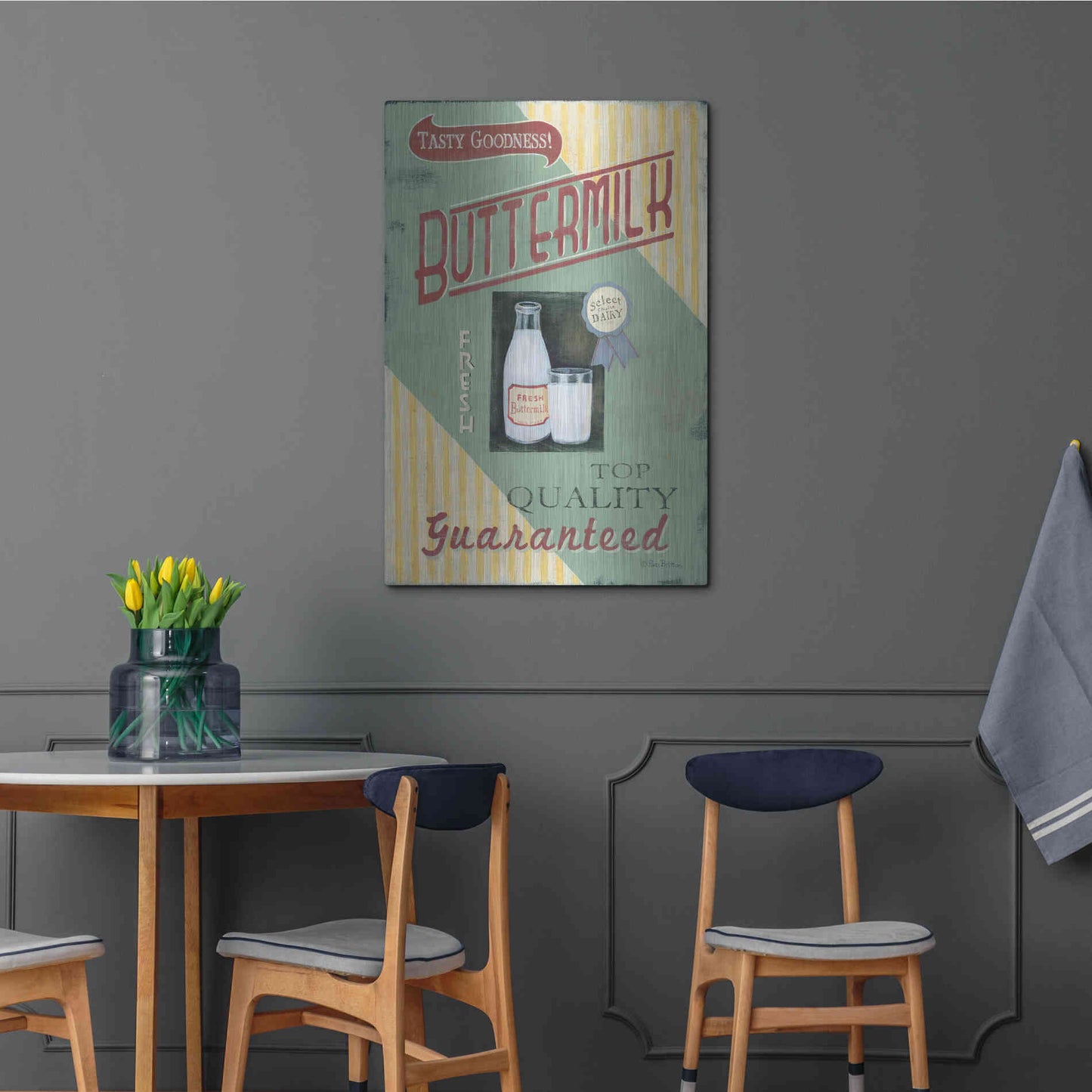 Luxe Metal Art 'Buttermilk' by Pam Britton, Metal Wall Art,24x36