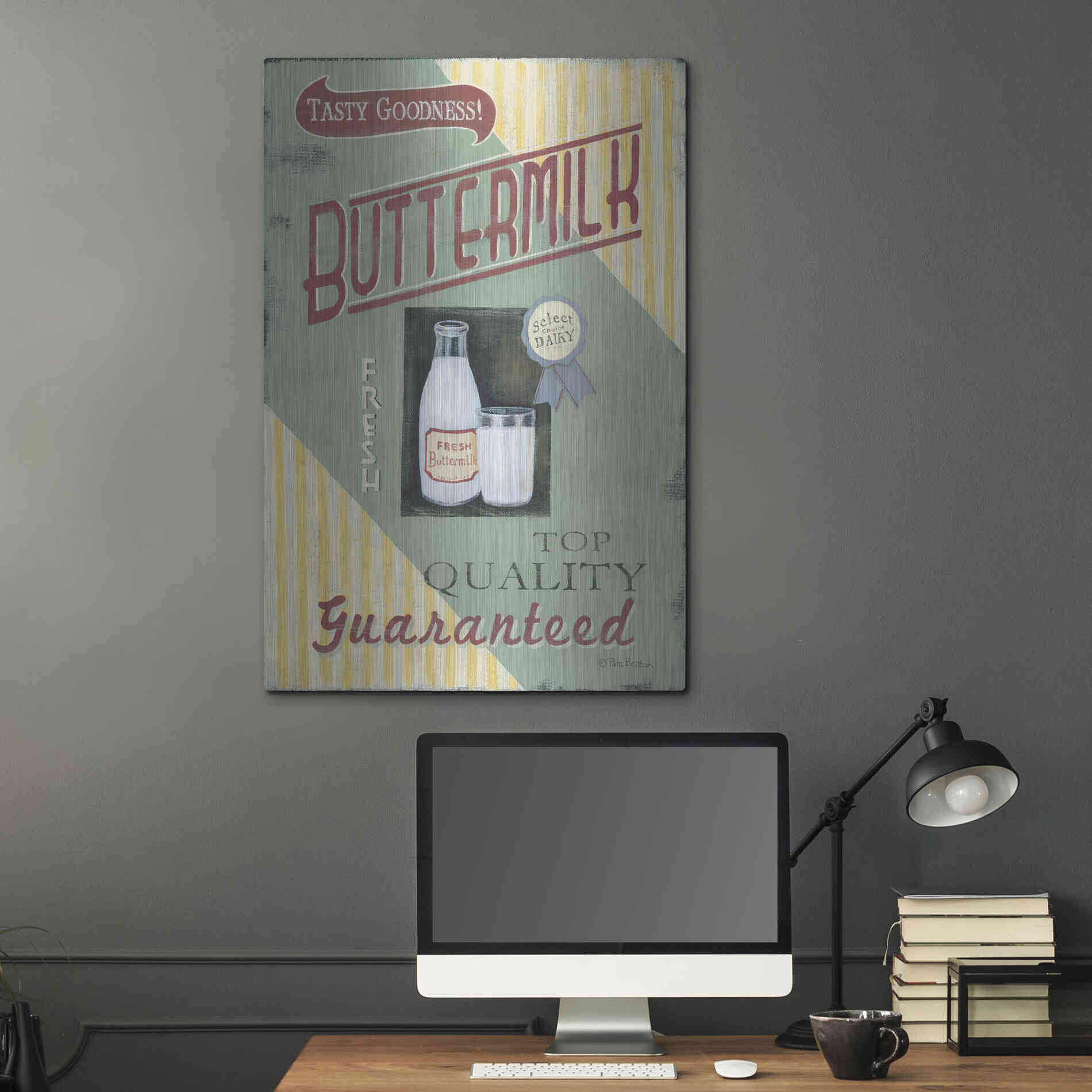 Luxe Metal Art 'Buttermilk' by Pam Britton, Metal Wall Art,24x36