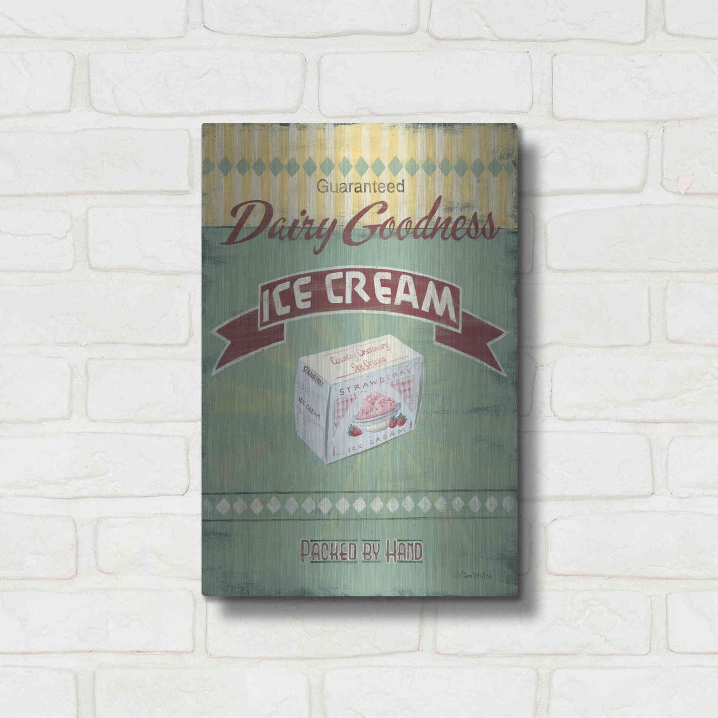 Luxe Metal Art 'Ice Cream' by Pam Britton, Metal Wall Art,12x16