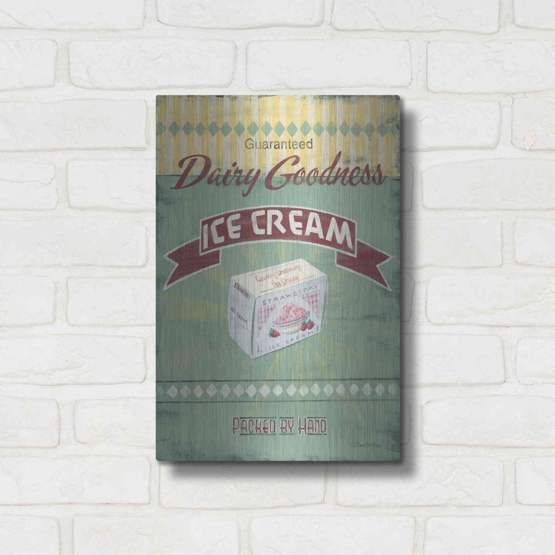 Luxe Metal Art 'Ice Cream' by Pam Britton, Metal Wall Art,12x16